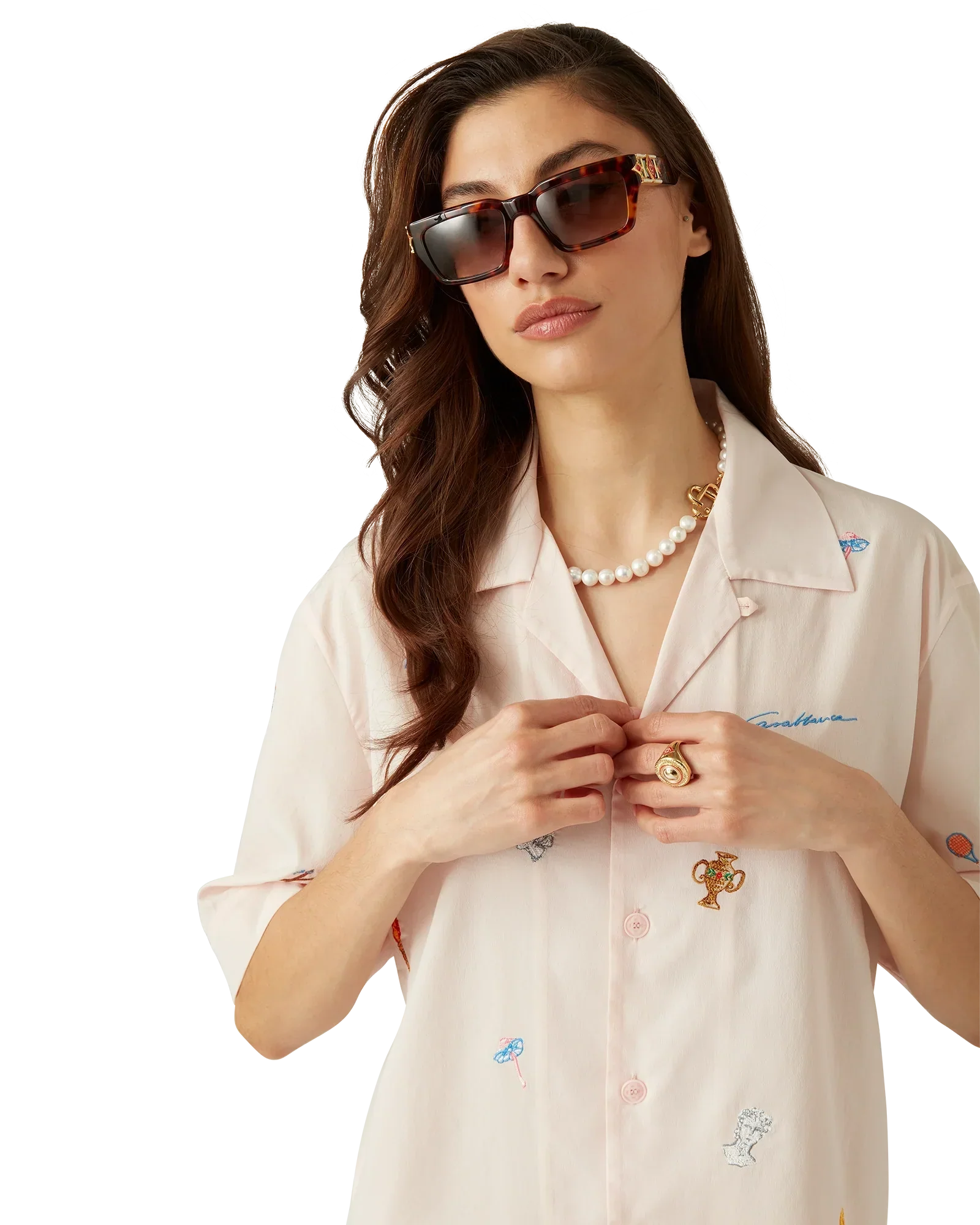 Embroidered Short Sleeve Motif Shirt | Casablanca Paris | Image 9