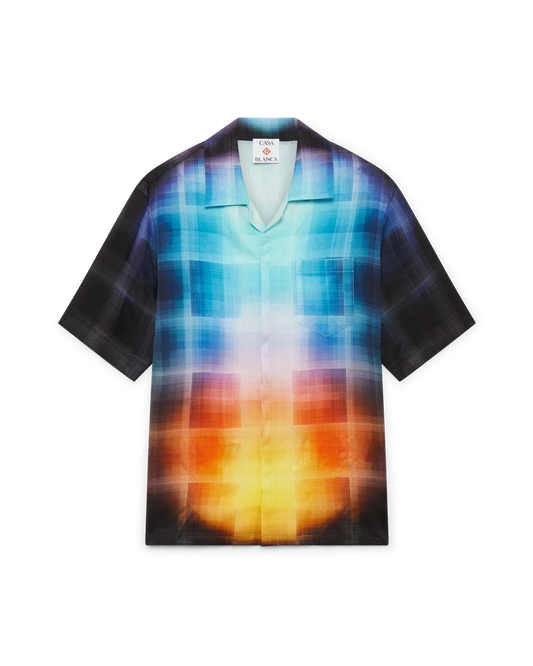 Gradient Check Viscose Blend Short Sleeve Shirt | Casablanca Paris | Image 1