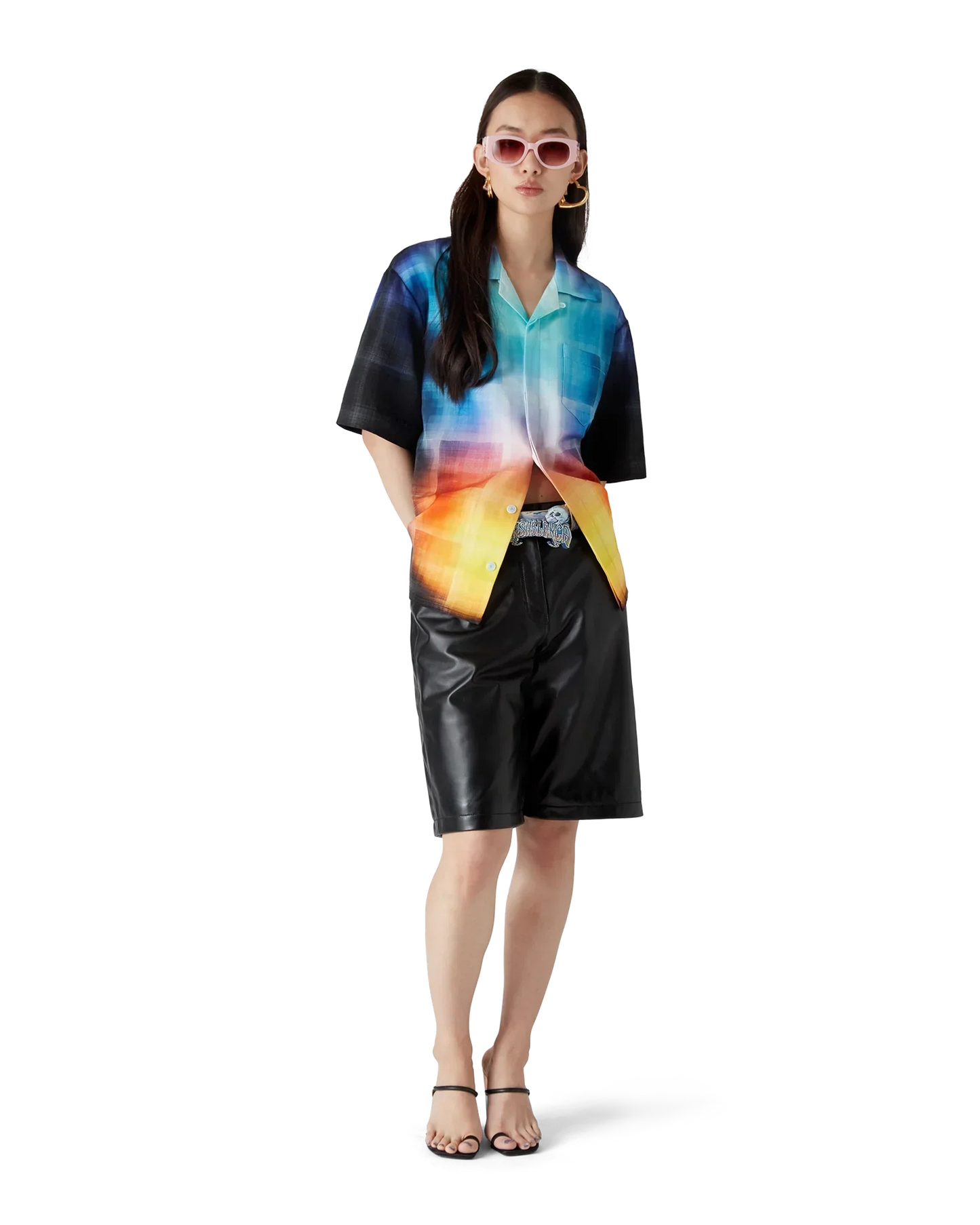 Gradient Check Viscose Blend Short Sleeve Shirt | Casablanca Paris | Image 2