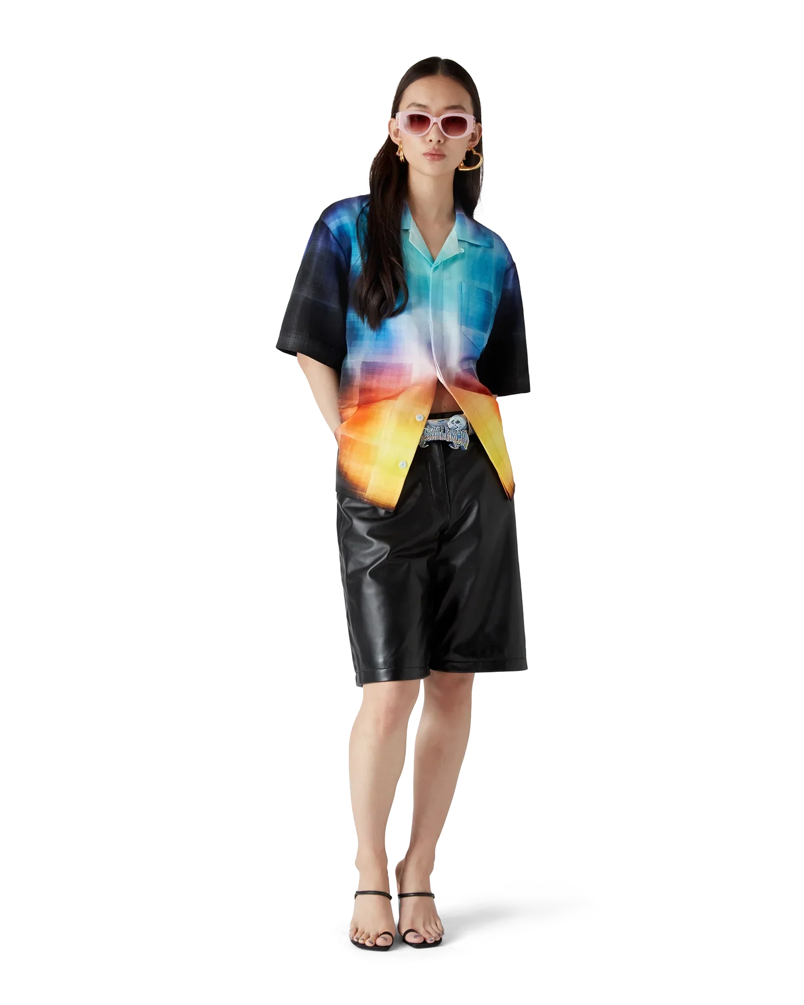 Gradient Check Viscose Blend Short Sleeve Shirt | Casablanca Paris | Image 2
