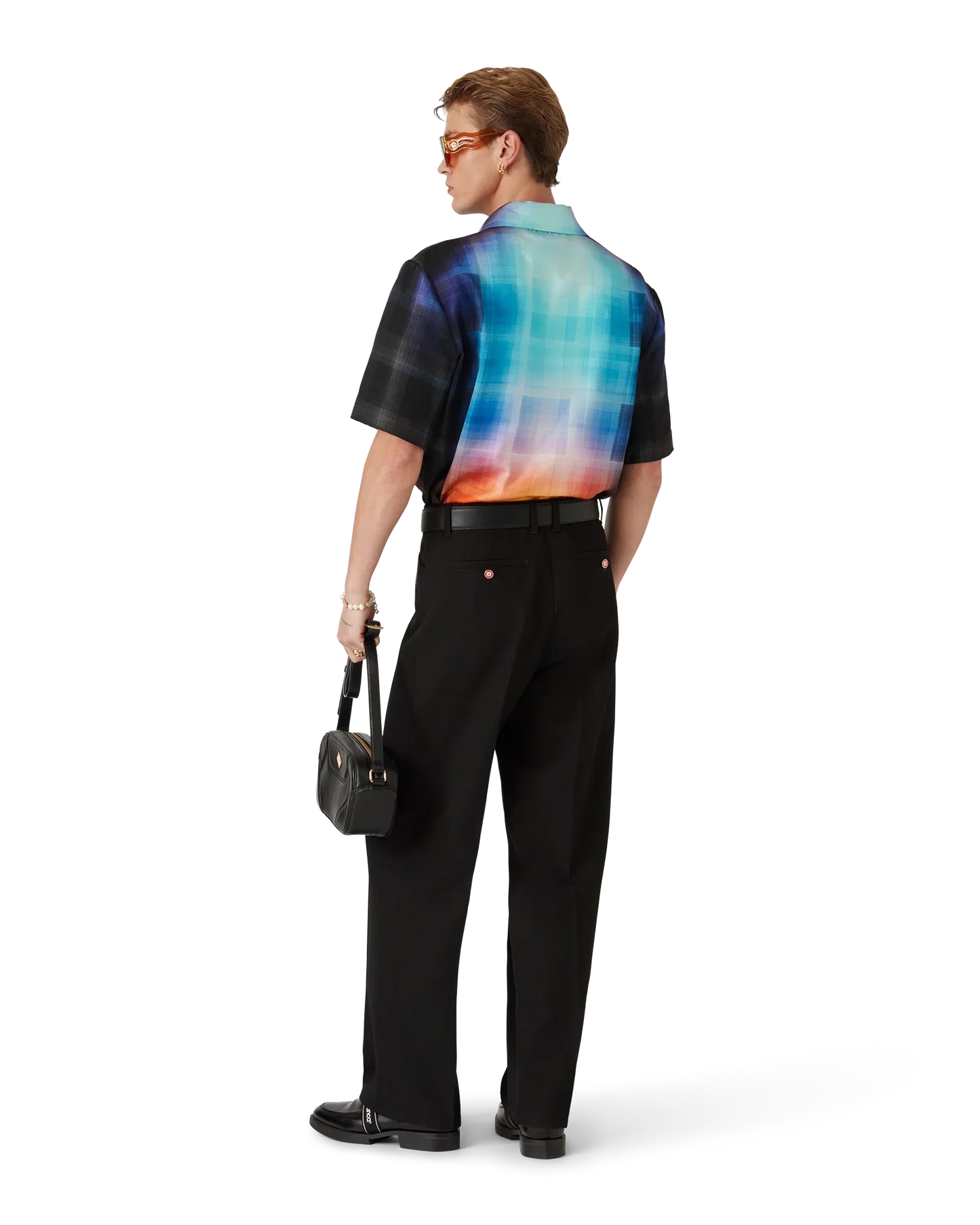 Gradient Check Viscose Blend Short Sleeve Shirt | Casablanca Paris | Image 7