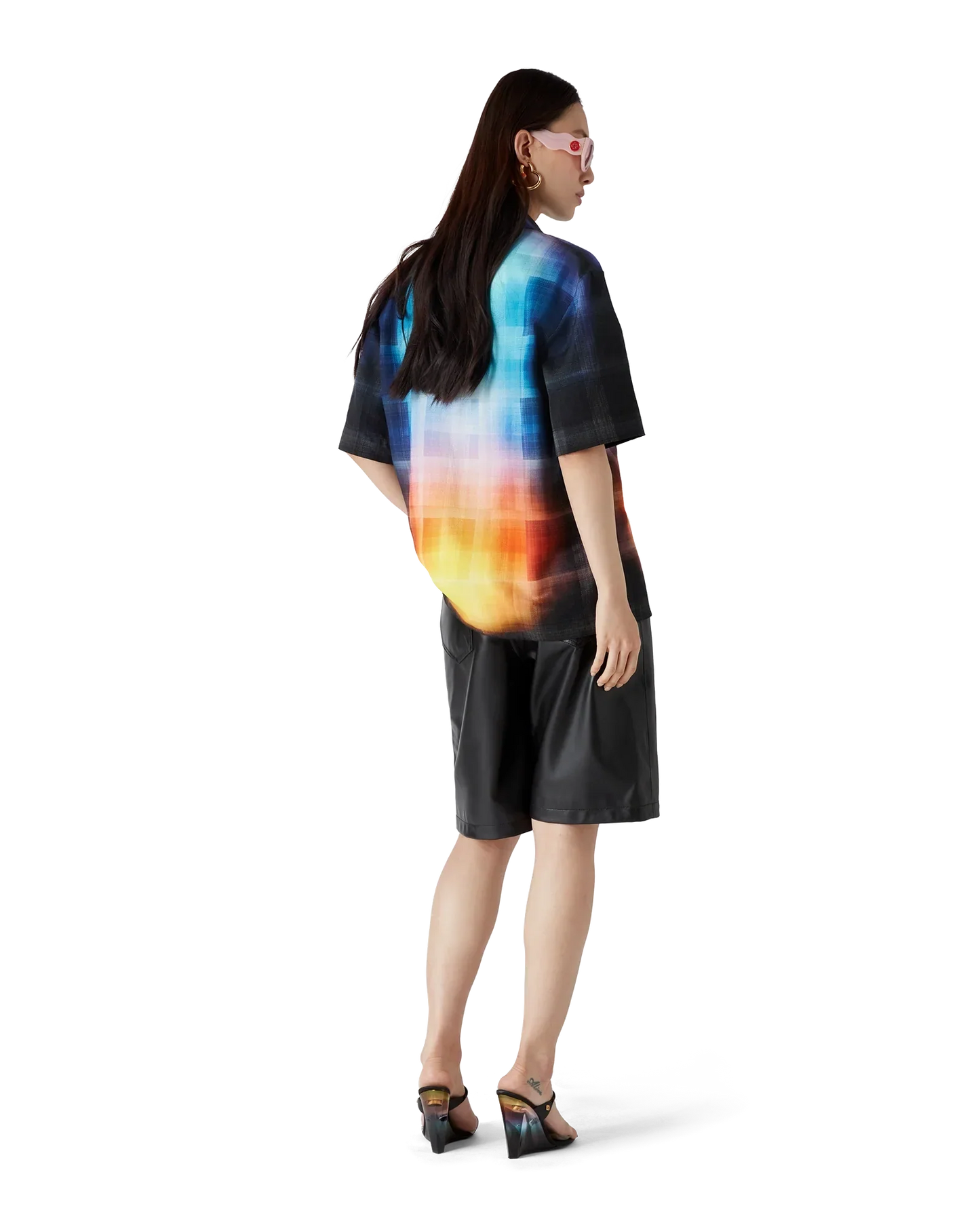 Gradient Check Viscose Blend Short Sleeve Shirt | Casablanca Paris | Image 3