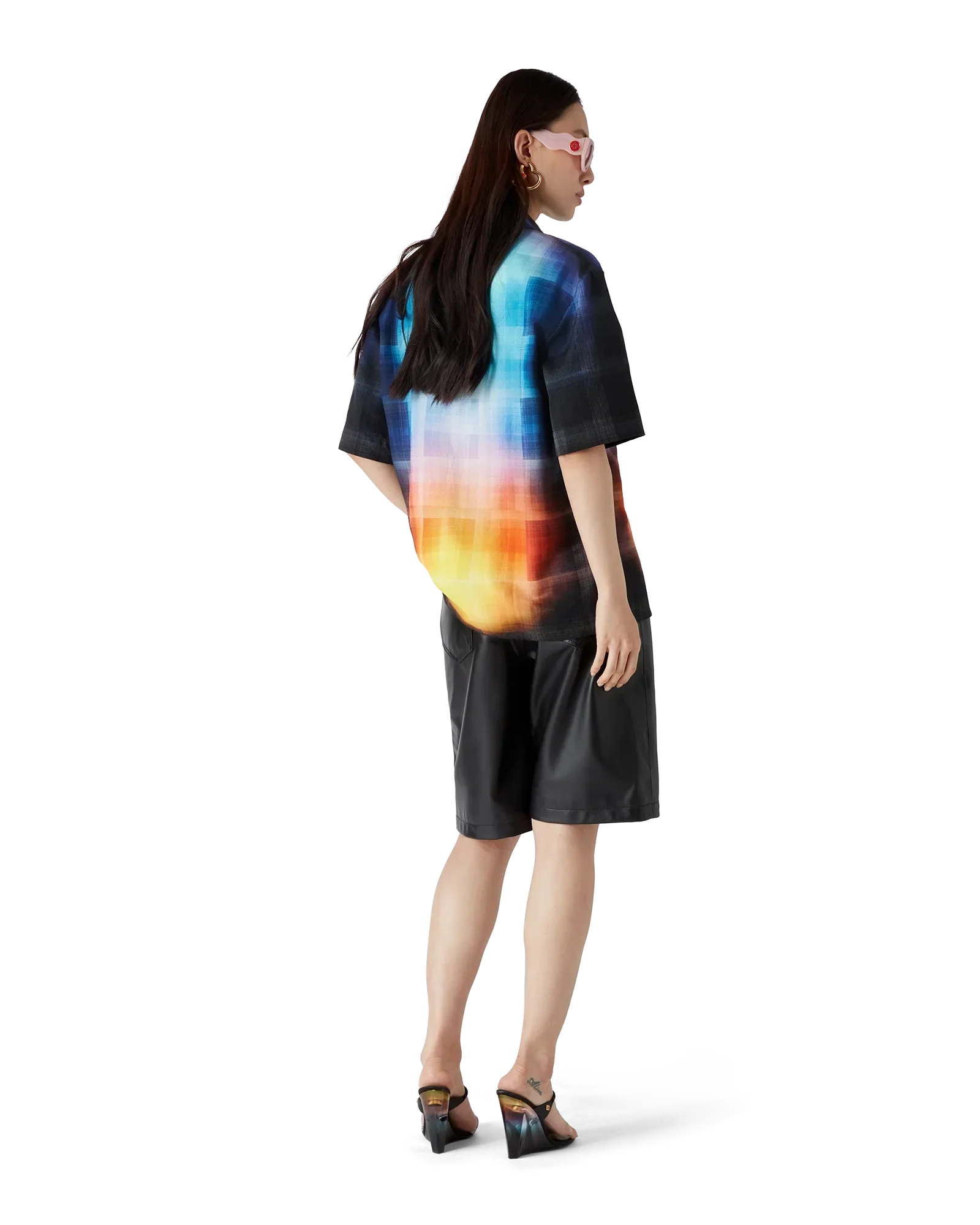Gradient Check Viscose Blend Short Sleeve Shirt | Casablanca Paris | Image 3