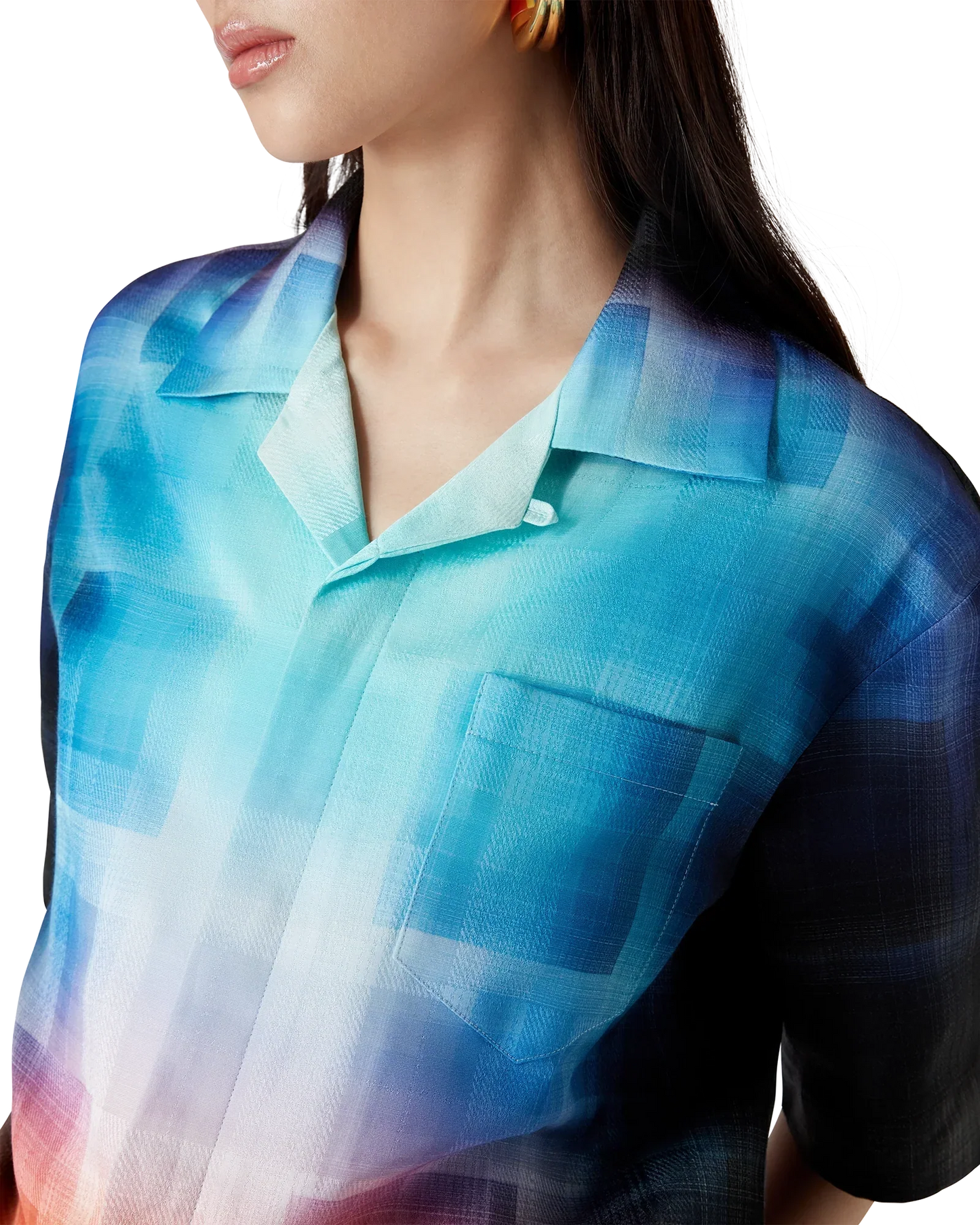 Gradient Check Viscose Blend Short Sleeve Shirt | Casablanca Paris | Image 5