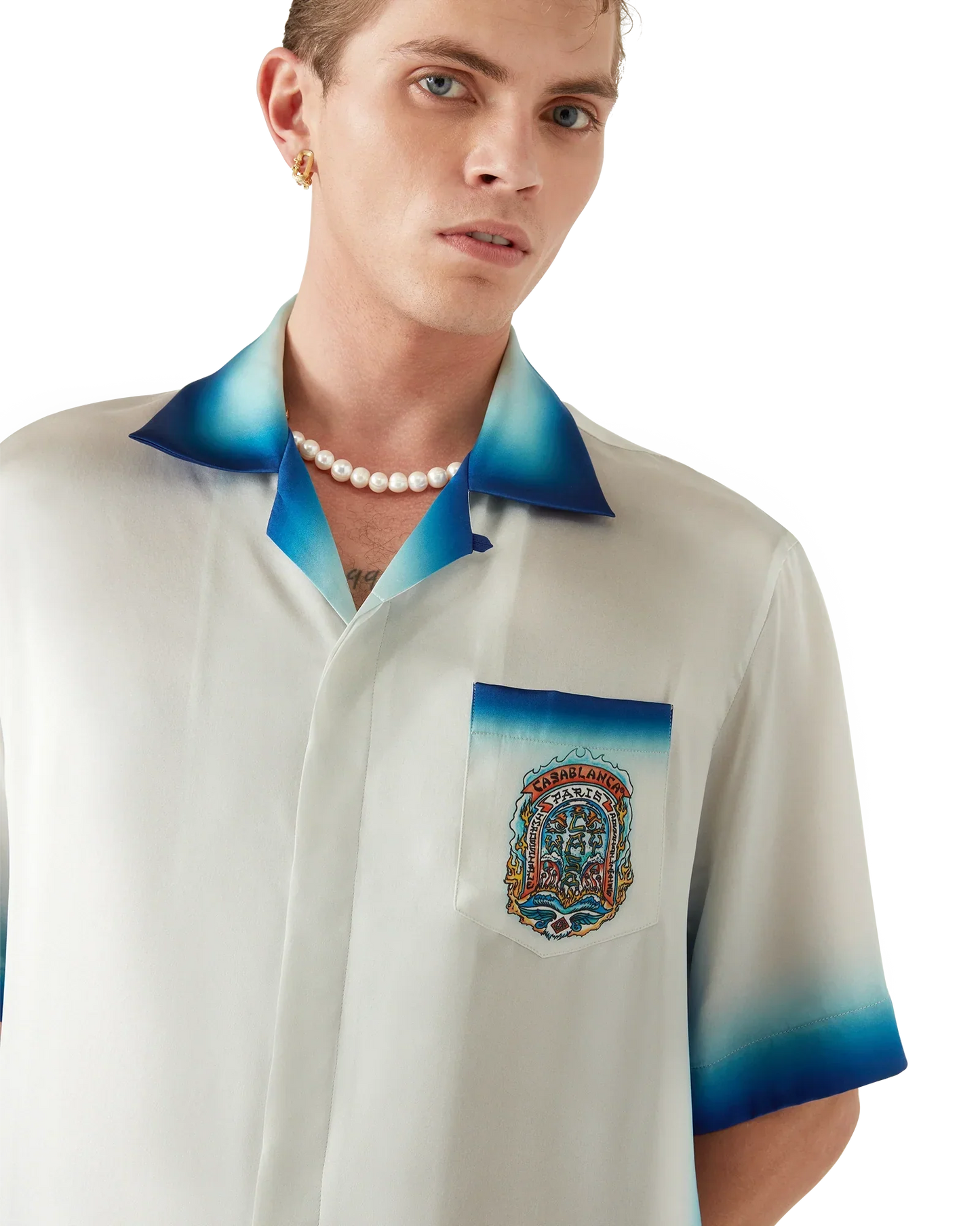 Casa Way Skate Short Sleeve Silk Shirt | Casablanca Paris | Image 6