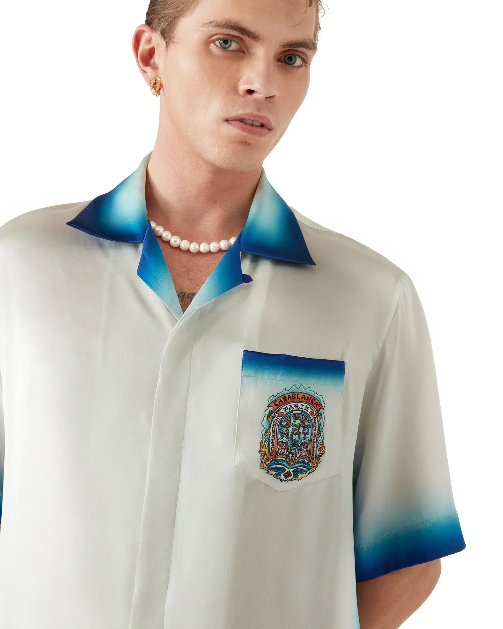 Casa Way Skate Short Sleeve Silk Shirt | Casablanca Paris | Image 6