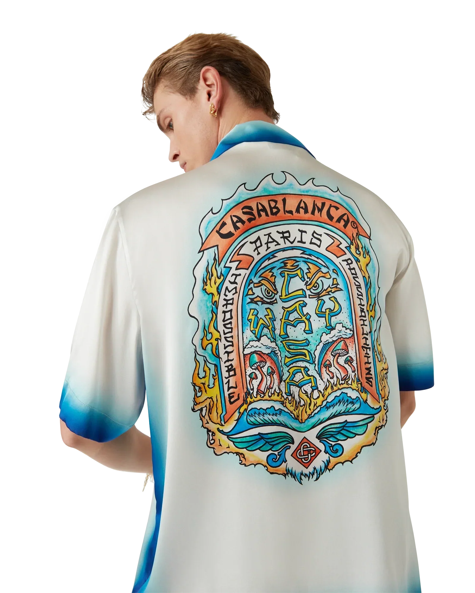 Casa Way Skate Short Sleeve Silk Shirt | Casablanca Paris | Image 9