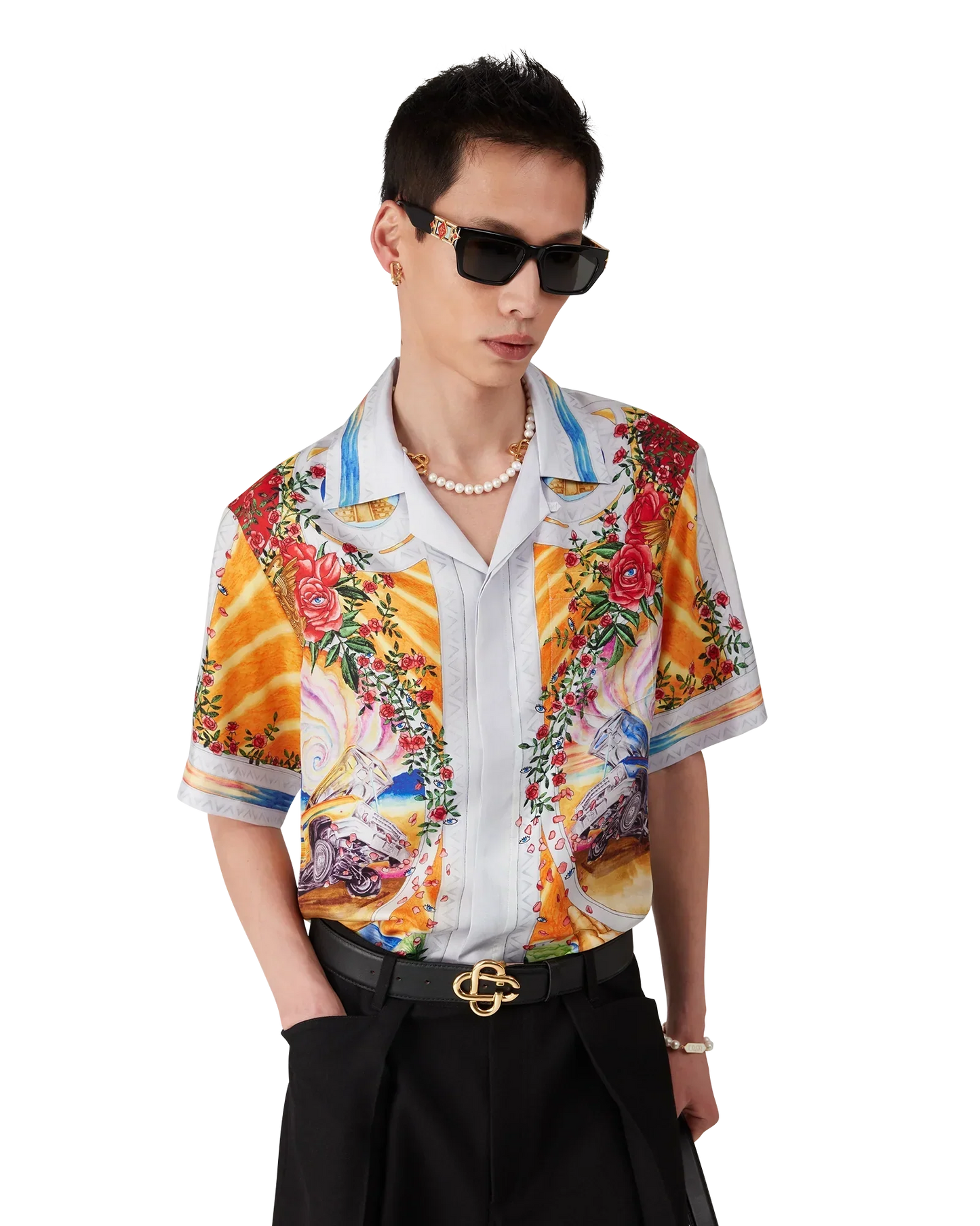 La Tornade De Rose Short Sleeve Silk Shirt | Casablanca Paris | Image 8