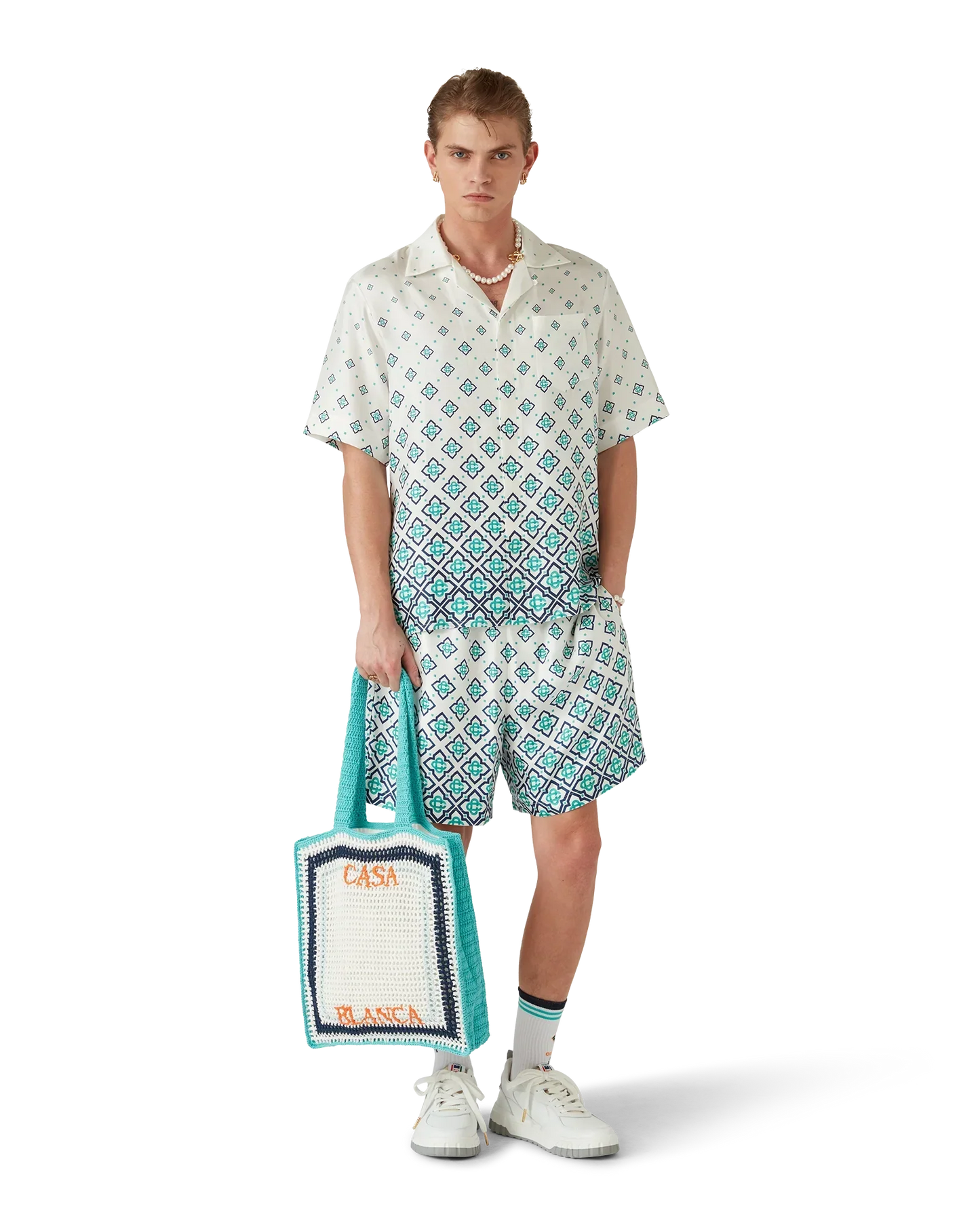 Gradient Monogram Short-Sleeve Silk Shirt | Casablanca Paris | Image 7
