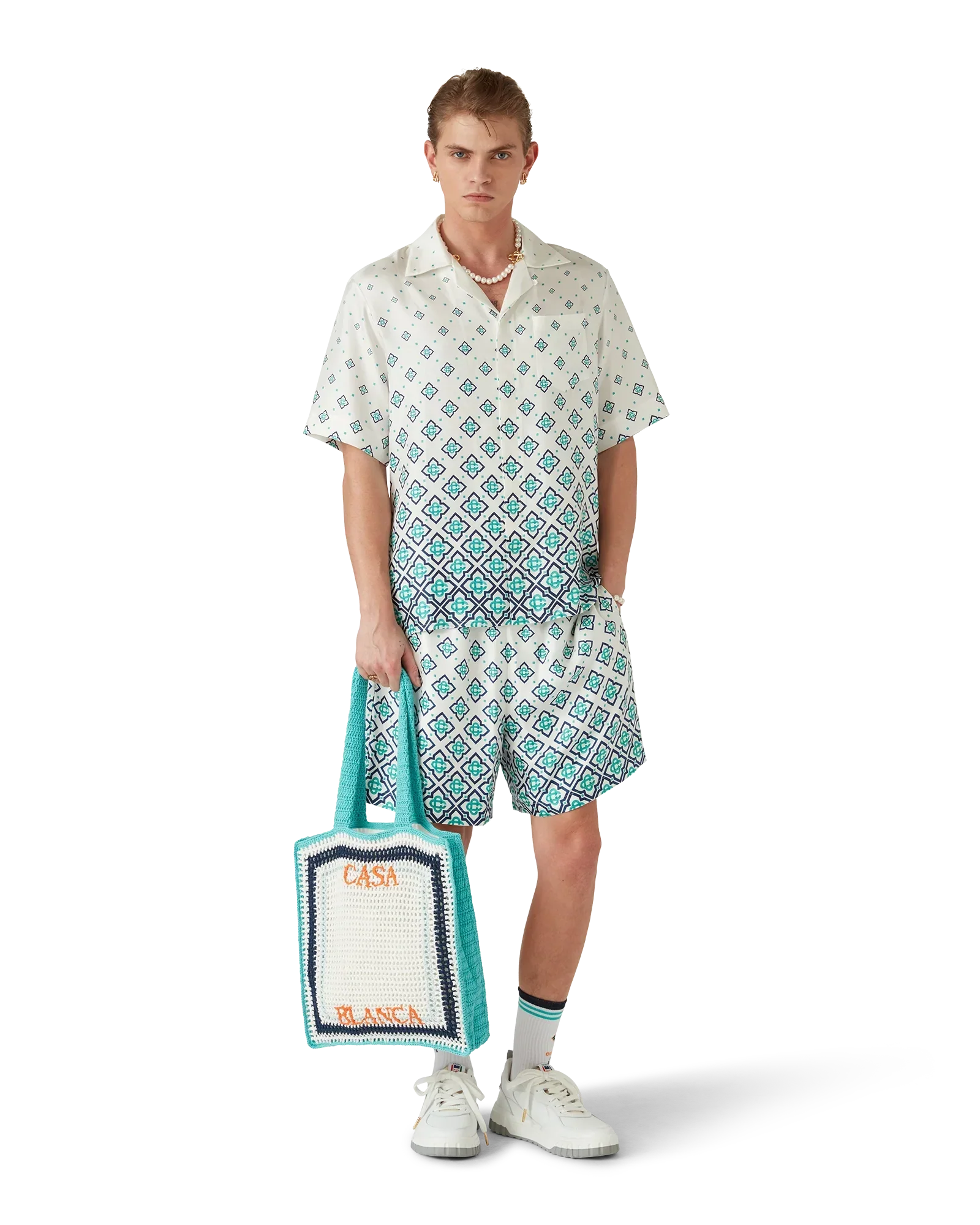 Gradient Monogram Short-Sleeve Silk Shirt | Casablanca Paris | Image 7