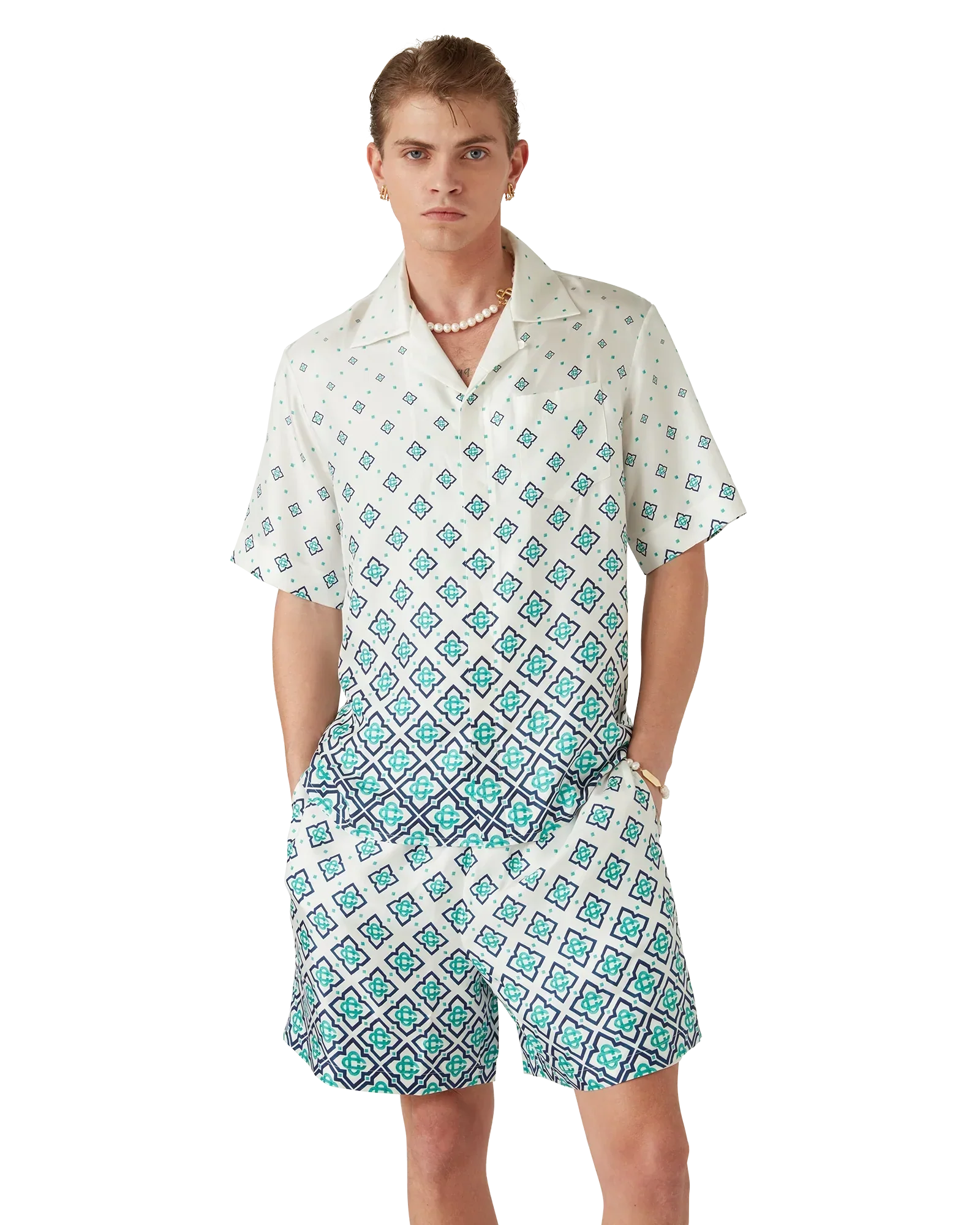 Gradient Monogram Short-Sleeve Silk Shirt | Casablanca Paris | Image 8