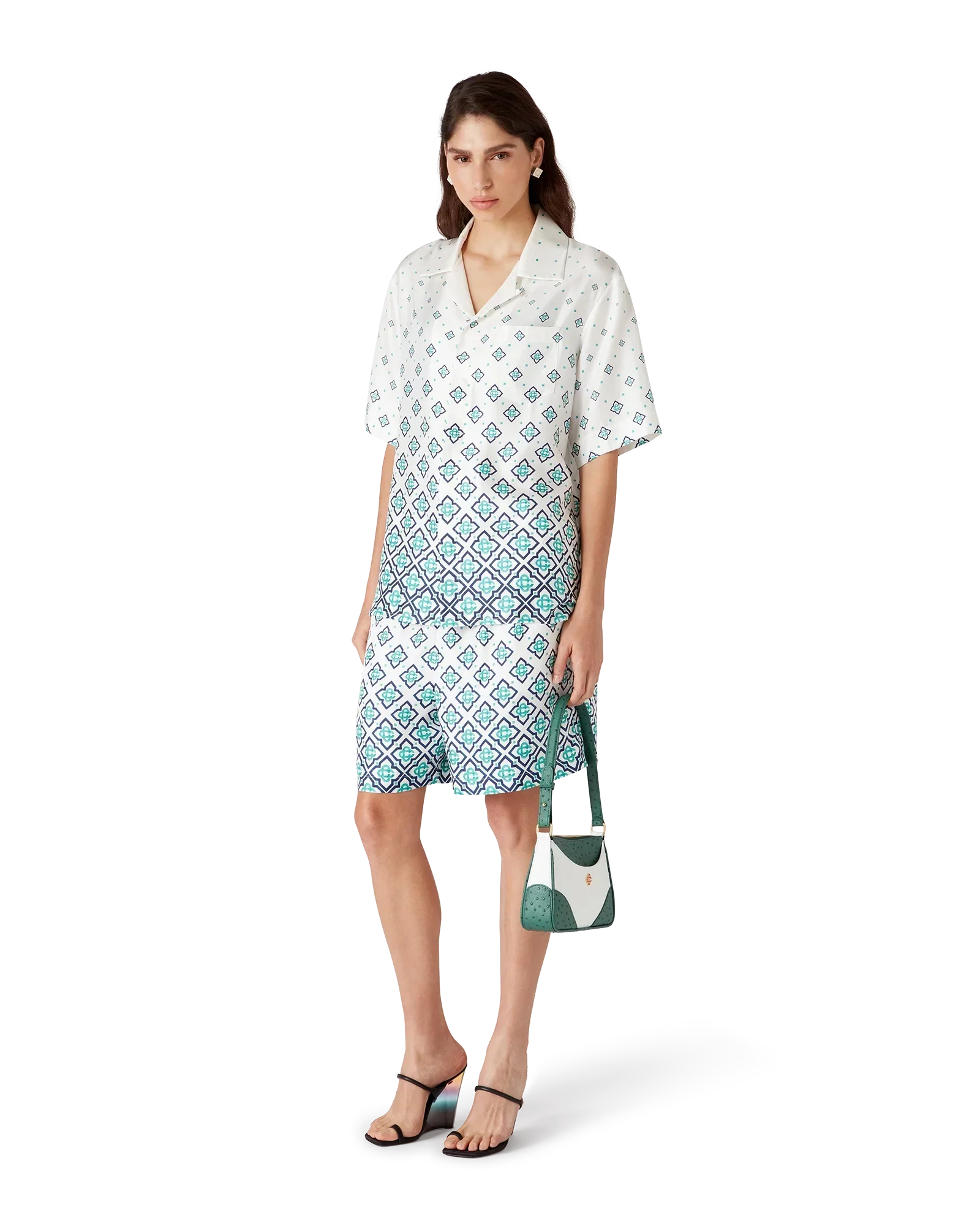 Gradient Monogram Short-Sleeve Silk Shirt | Casablanca Paris | Image 2