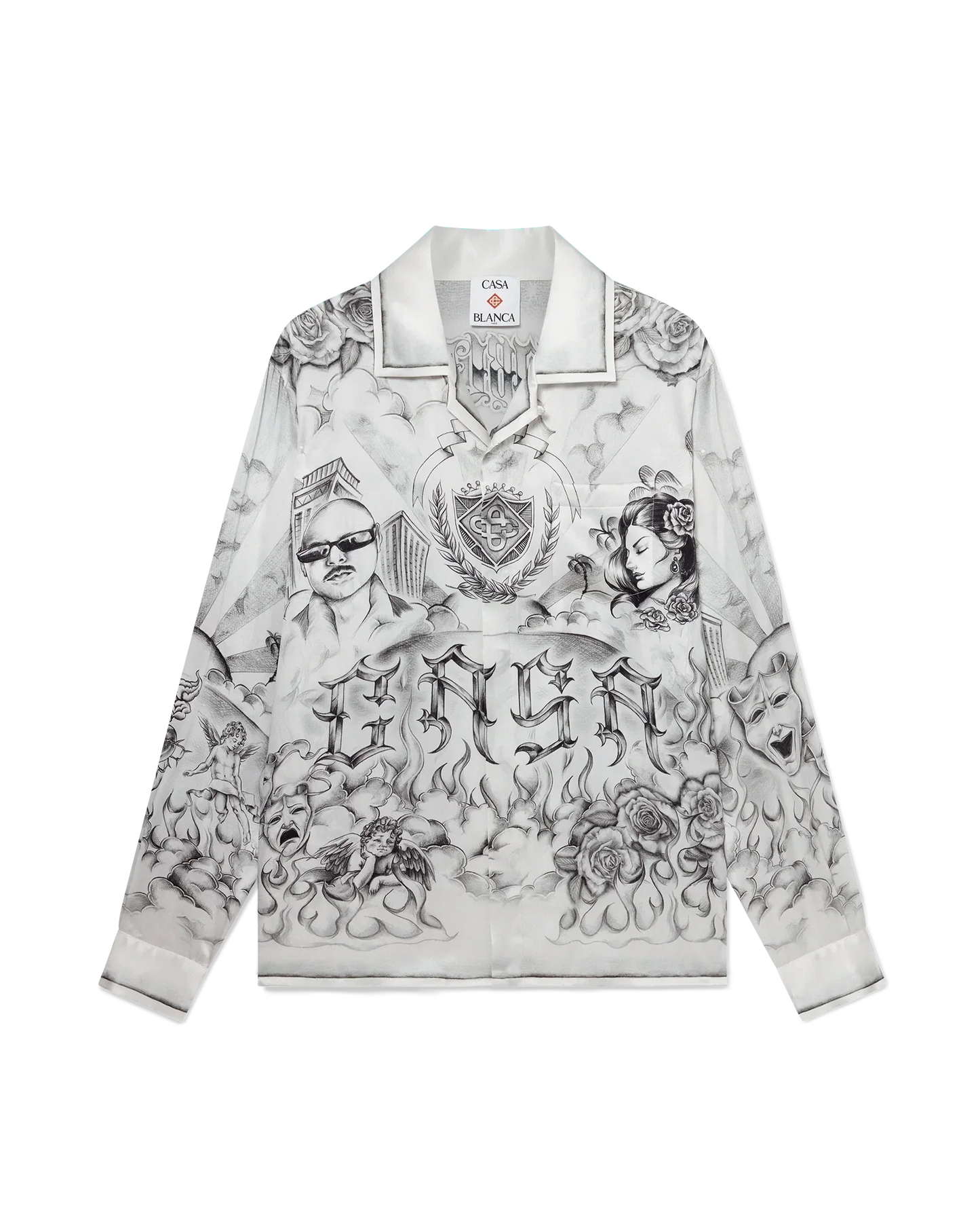 Tattoo Long Sleeve Silk Shirt | Casablanca Paris | Image 1