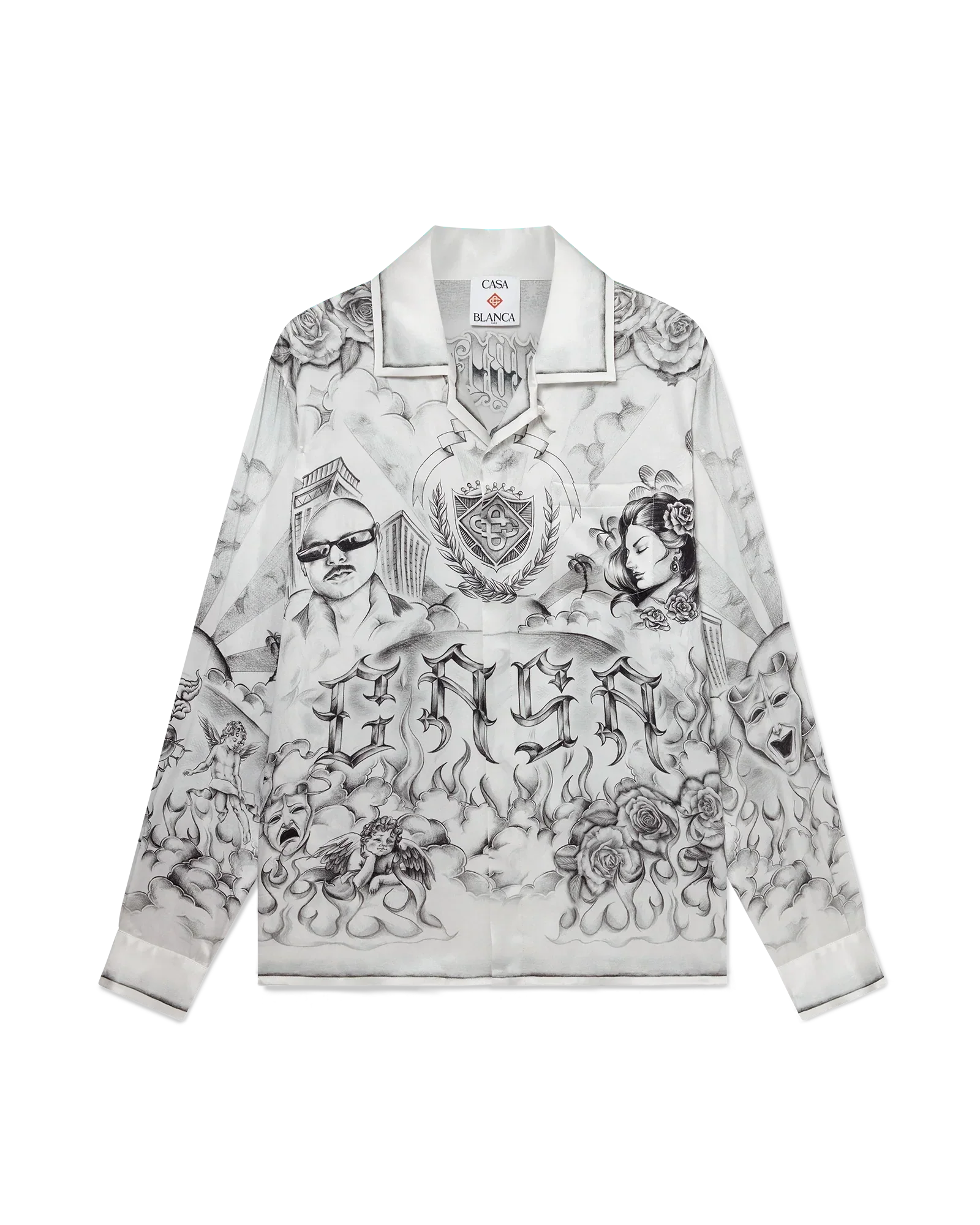 Tattoo Long Sleeve Silk Shirt | Casablanca Paris | Image 1