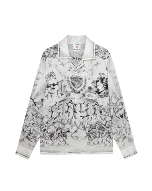 Tattoo Long Sleeve Silk Shirt | Casablanca Paris | Image 1