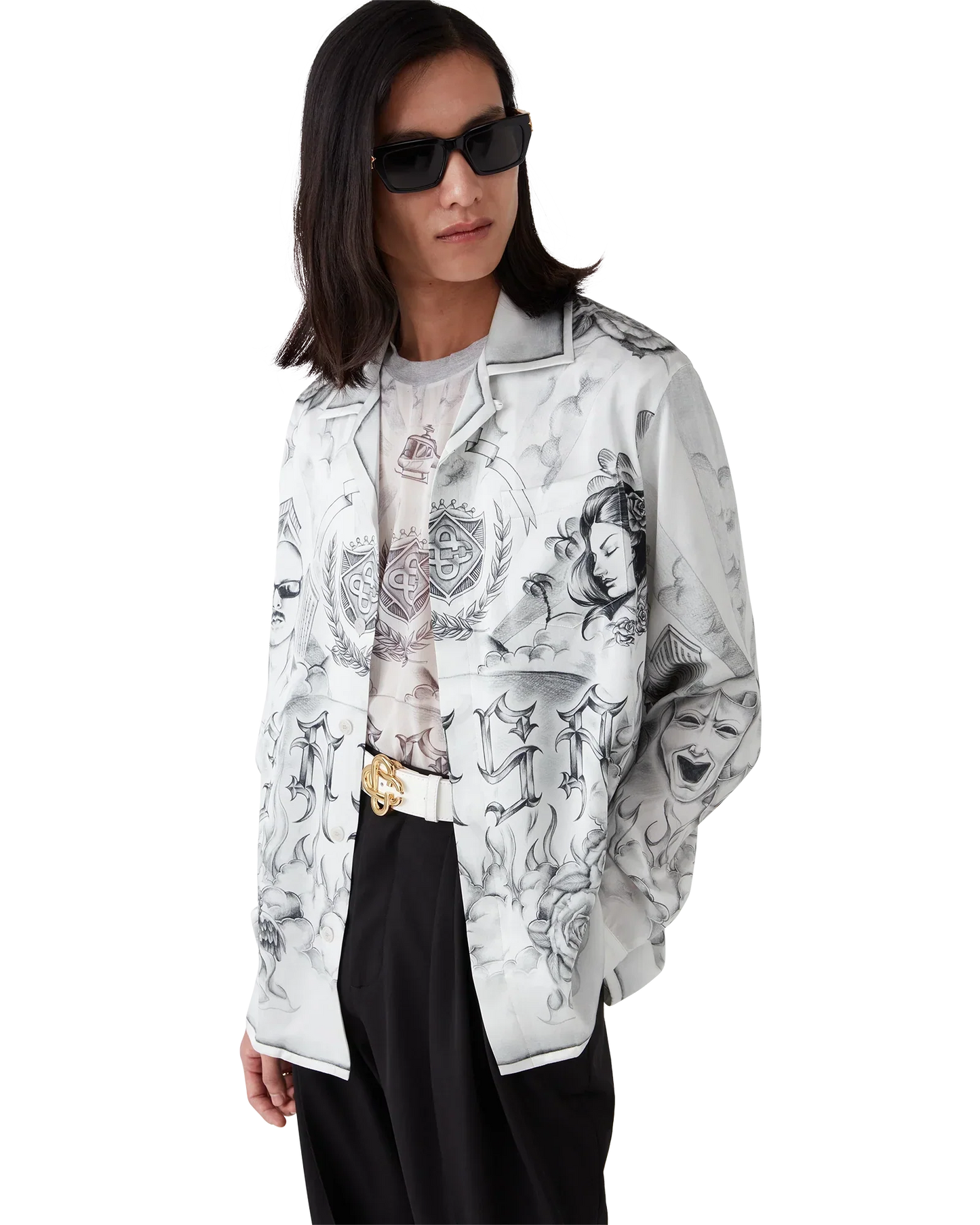 Tattoo Long Sleeve Silk Shirt | Casablanca Paris | Image 8