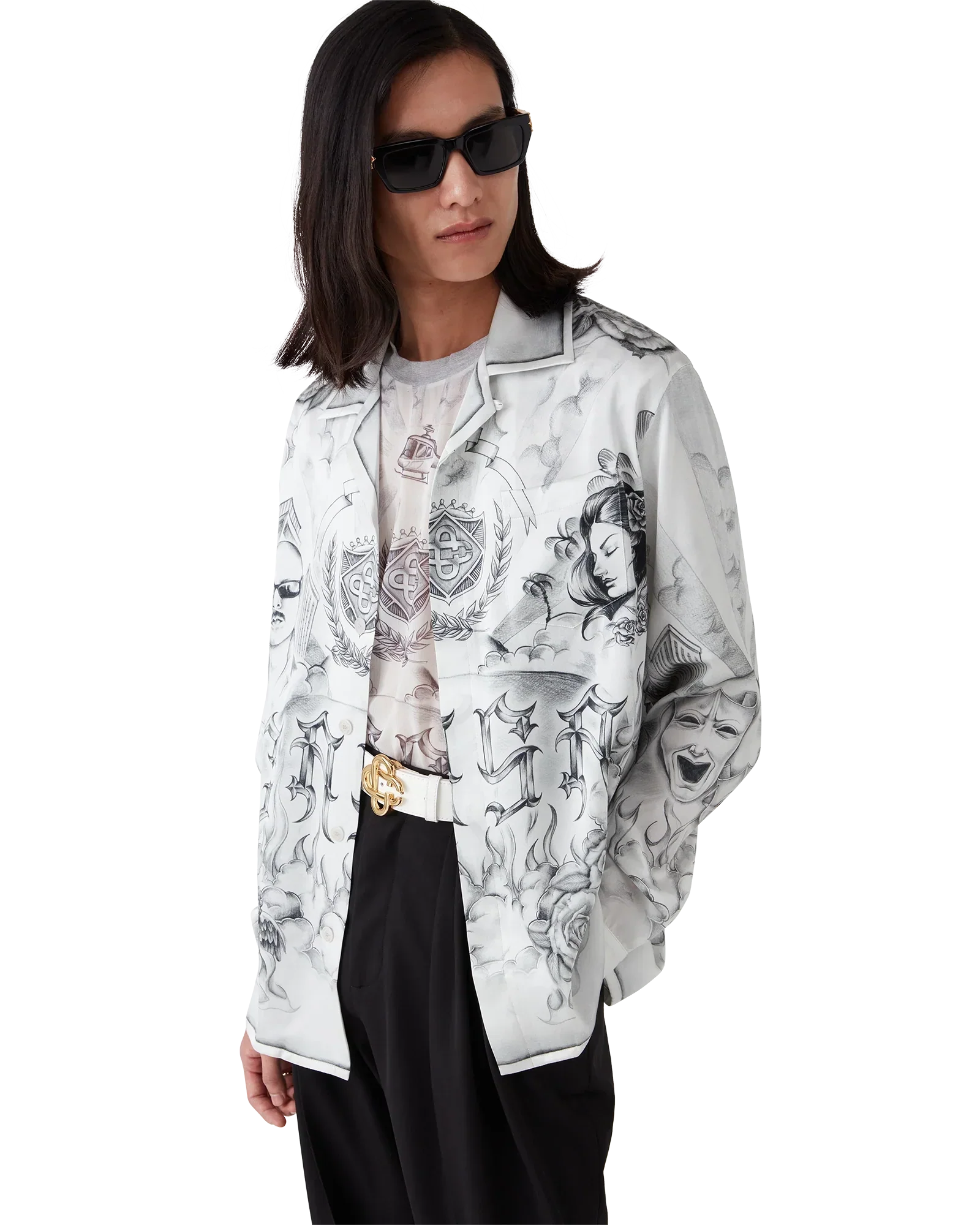 Tattoo Long Sleeve Silk Shirt | Casablanca Paris | Image 8