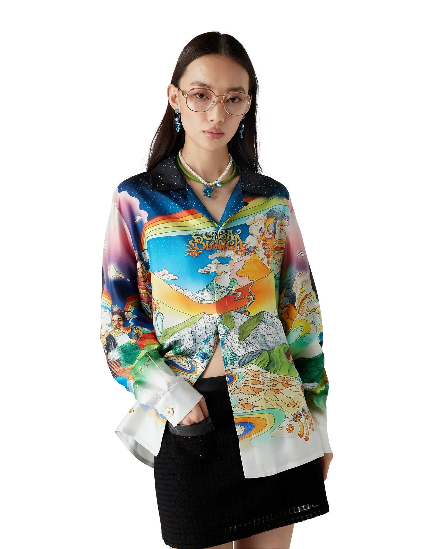 La Musique Long Sleeve Silk Shirt | Casablanca Paris | Image 4