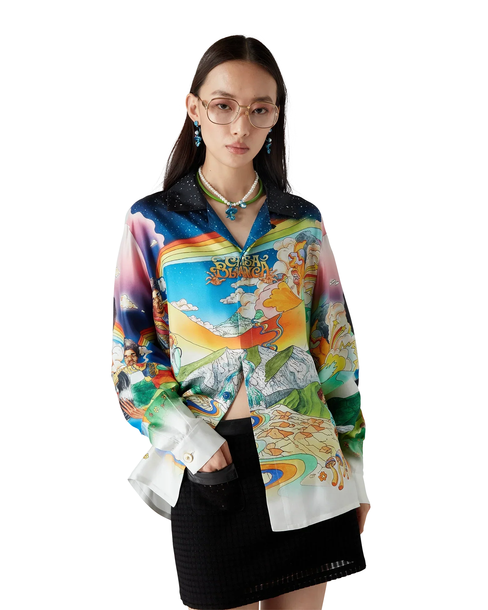 La Musique Long Sleeve Silk Shirt | Casablanca Paris | Image 4