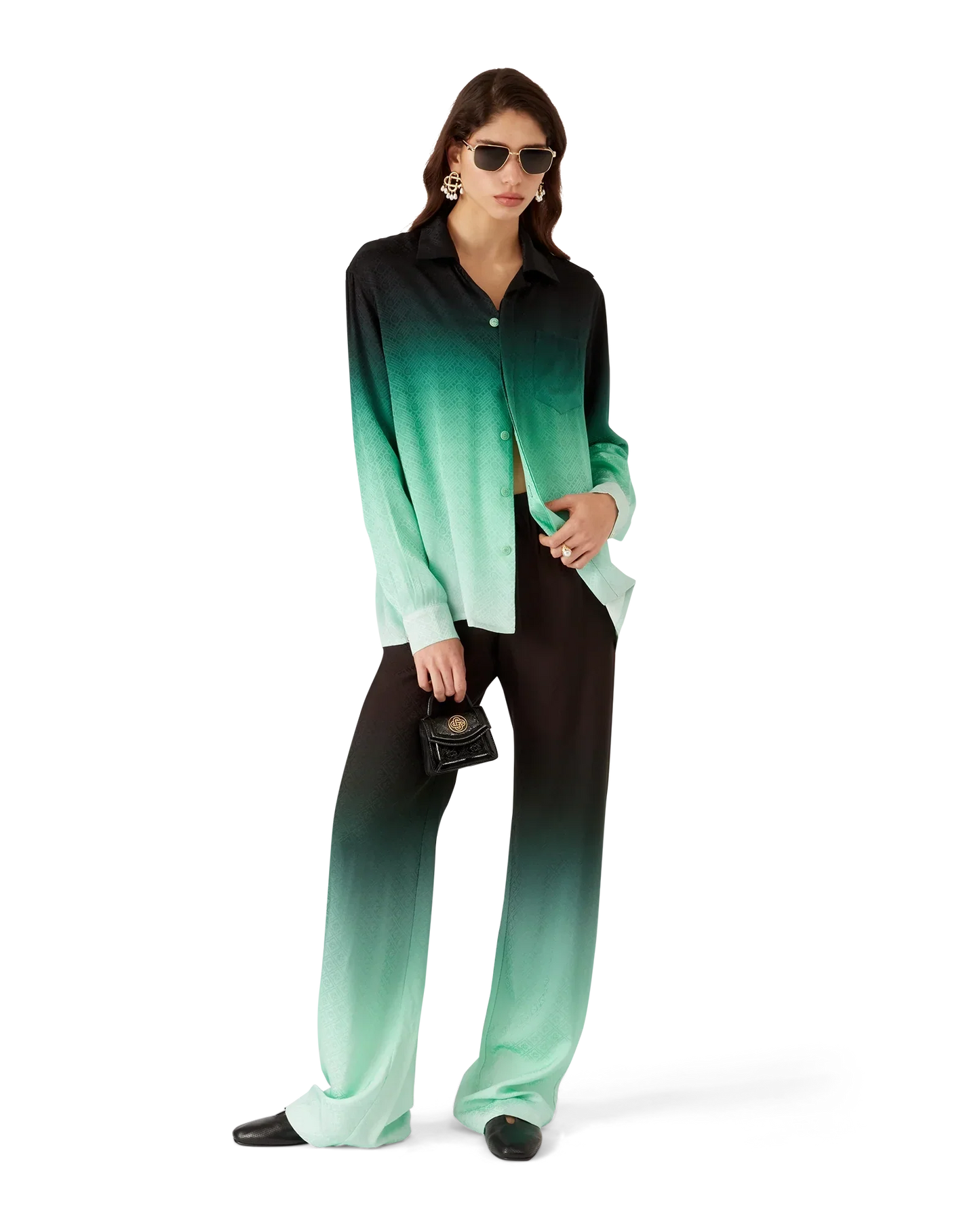 Gradient Ping Pong Jacquard Long Sleeve Silk Shirt | Casablanca Paris | Image 2