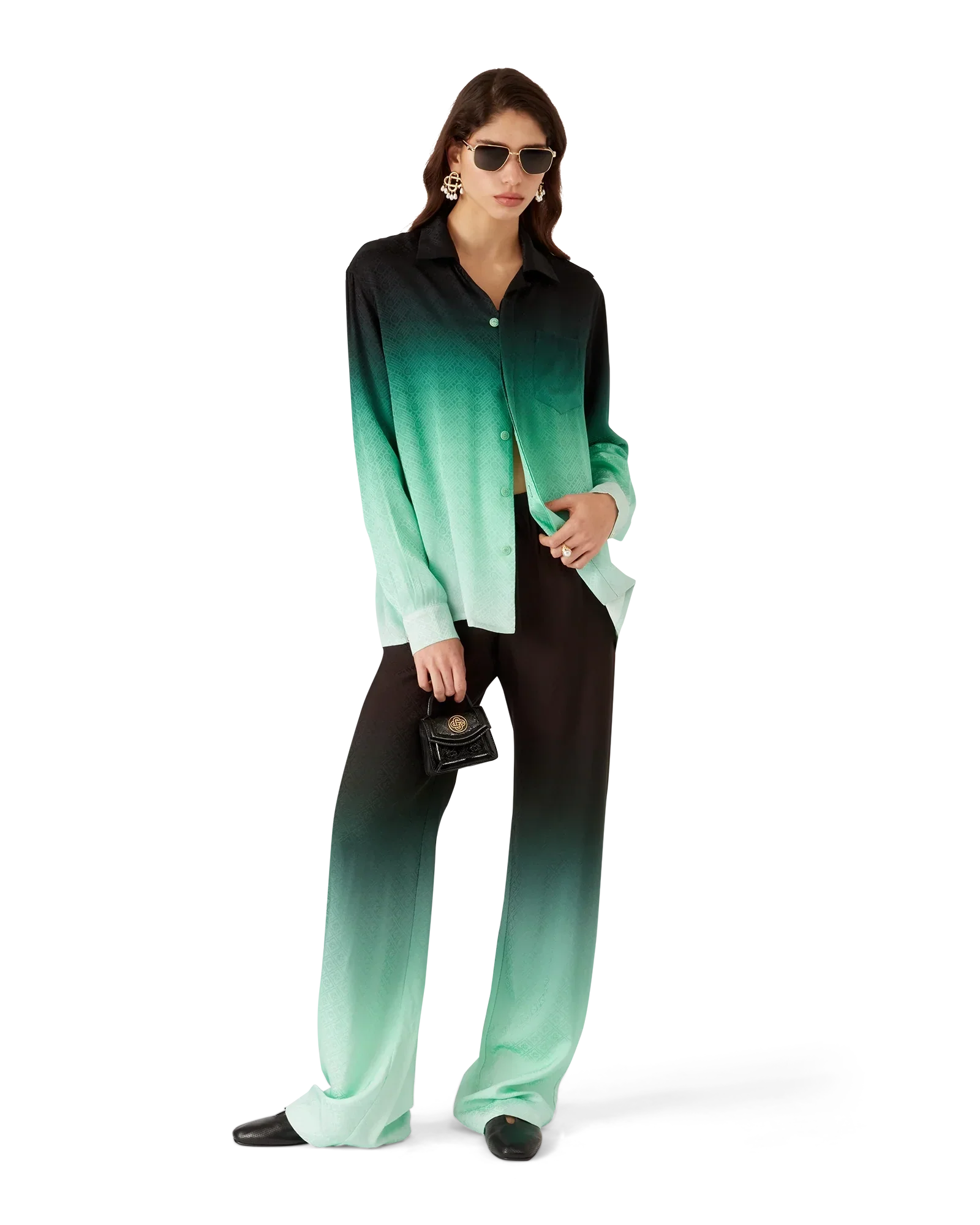 Gradient Ping Pong Jacquard Long Sleeve Silk Shirt | Casablanca Paris | Image 2