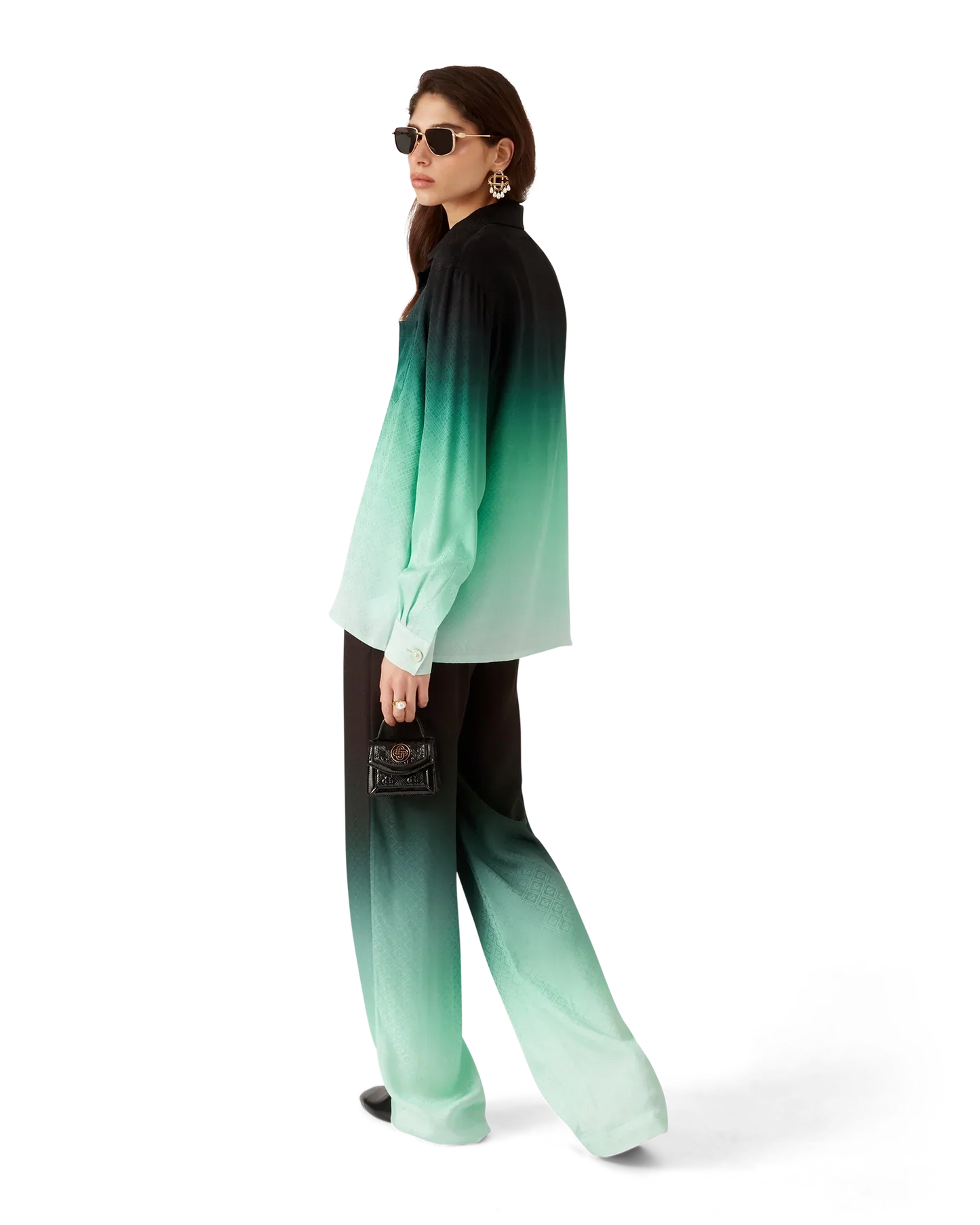 Gradient Ping Pong Jacquard Long Sleeve Silk Shirt | Casablanca Paris | Image 3