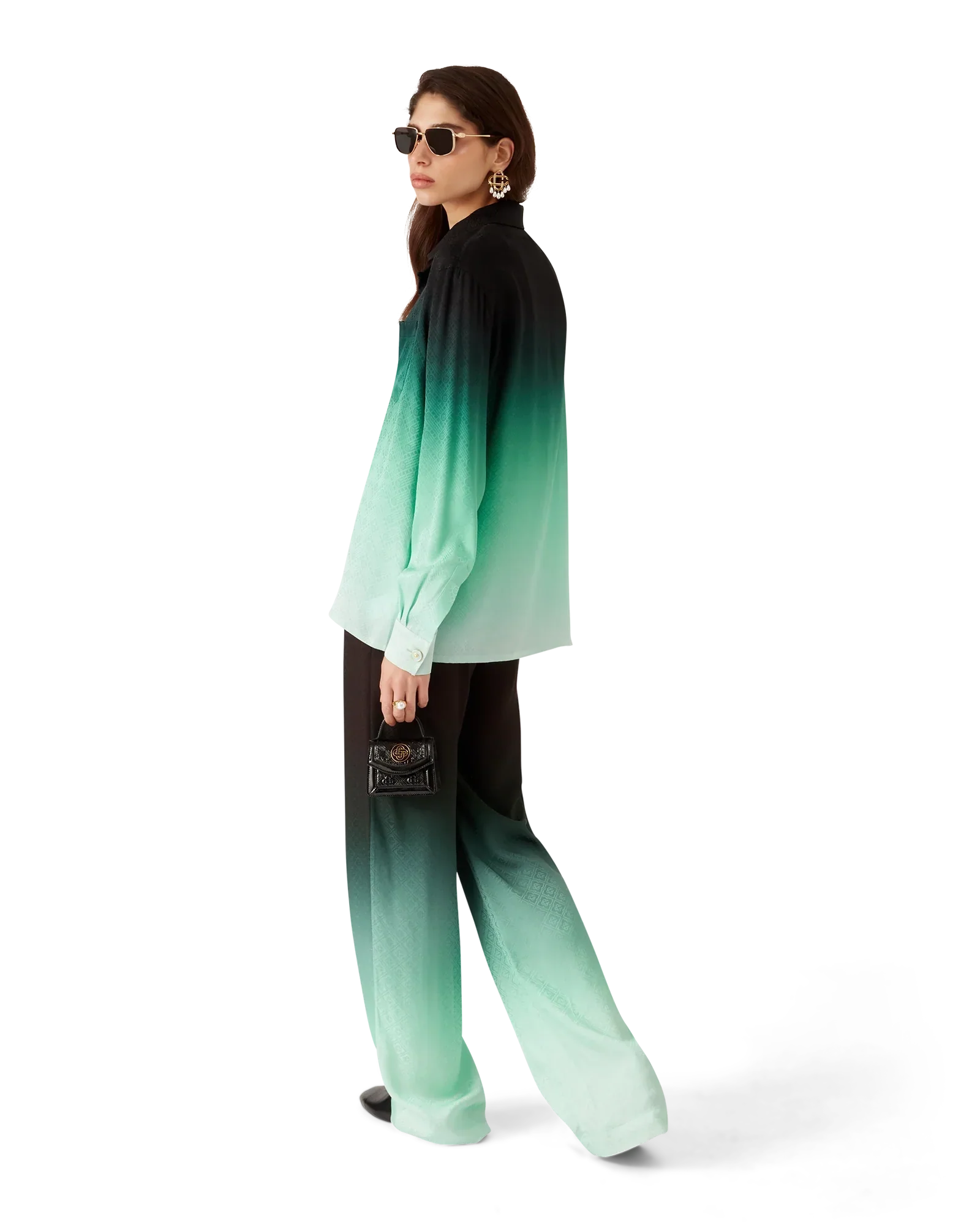 Gradient Ping Pong Jacquard Long Sleeve Silk Shirt | Casablanca Paris | Image 3
