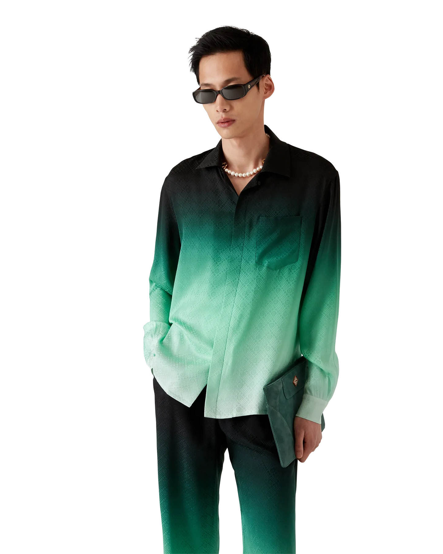 Gradient Ping Pong Jacquard Long Sleeve Silk Shirt | Casablanca Paris | Image 4