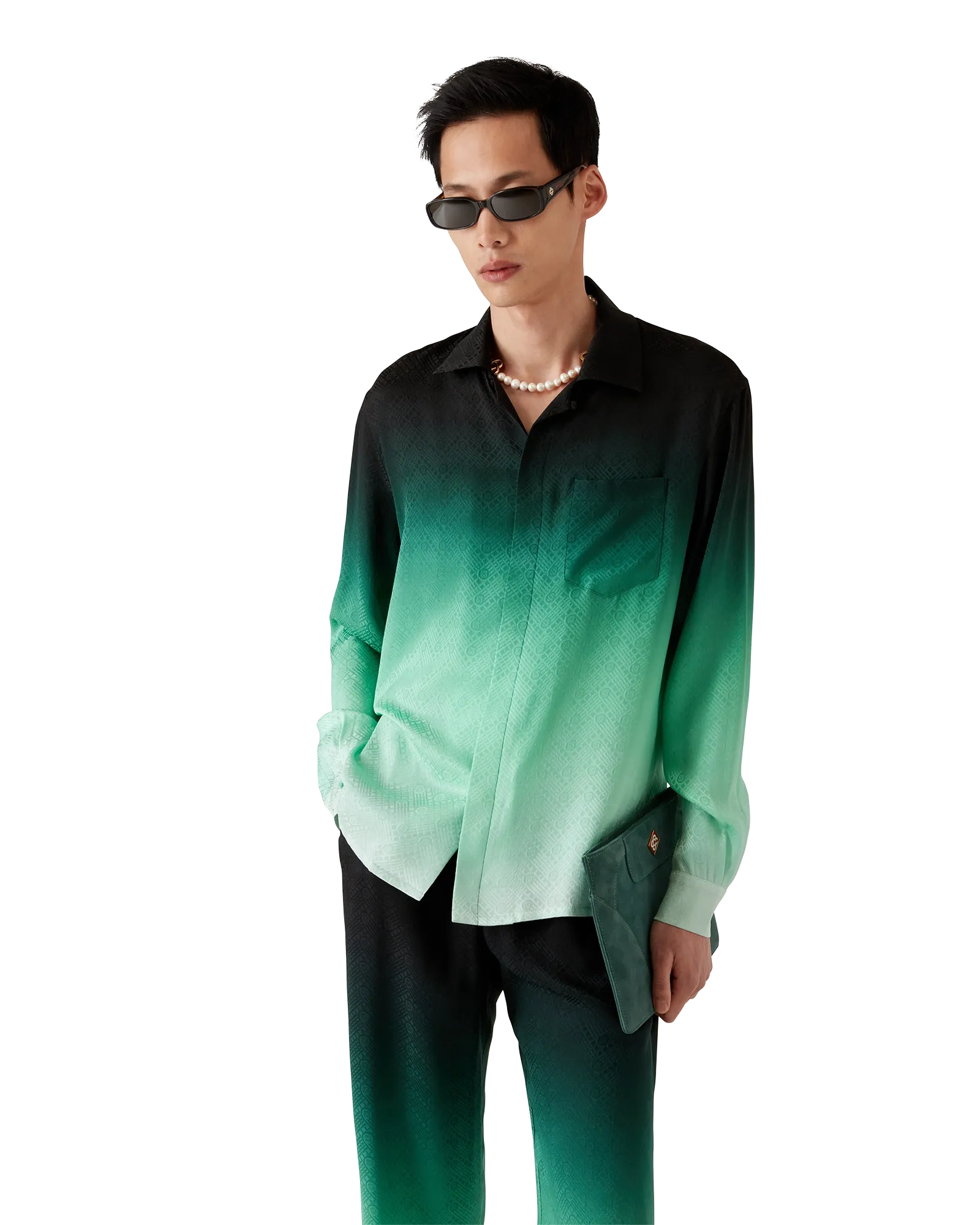 Gradient Ping Pong Jacquard Long Sleeve Silk Shirt | Casablanca Paris | Image 4