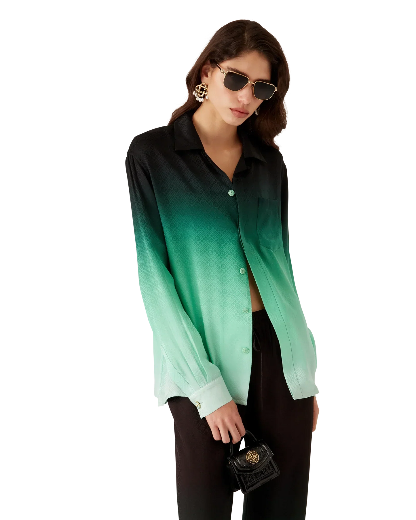 Gradient Ping Pong Jacquard Long Sleeve Silk Shirt | Casablanca Paris | Image 4