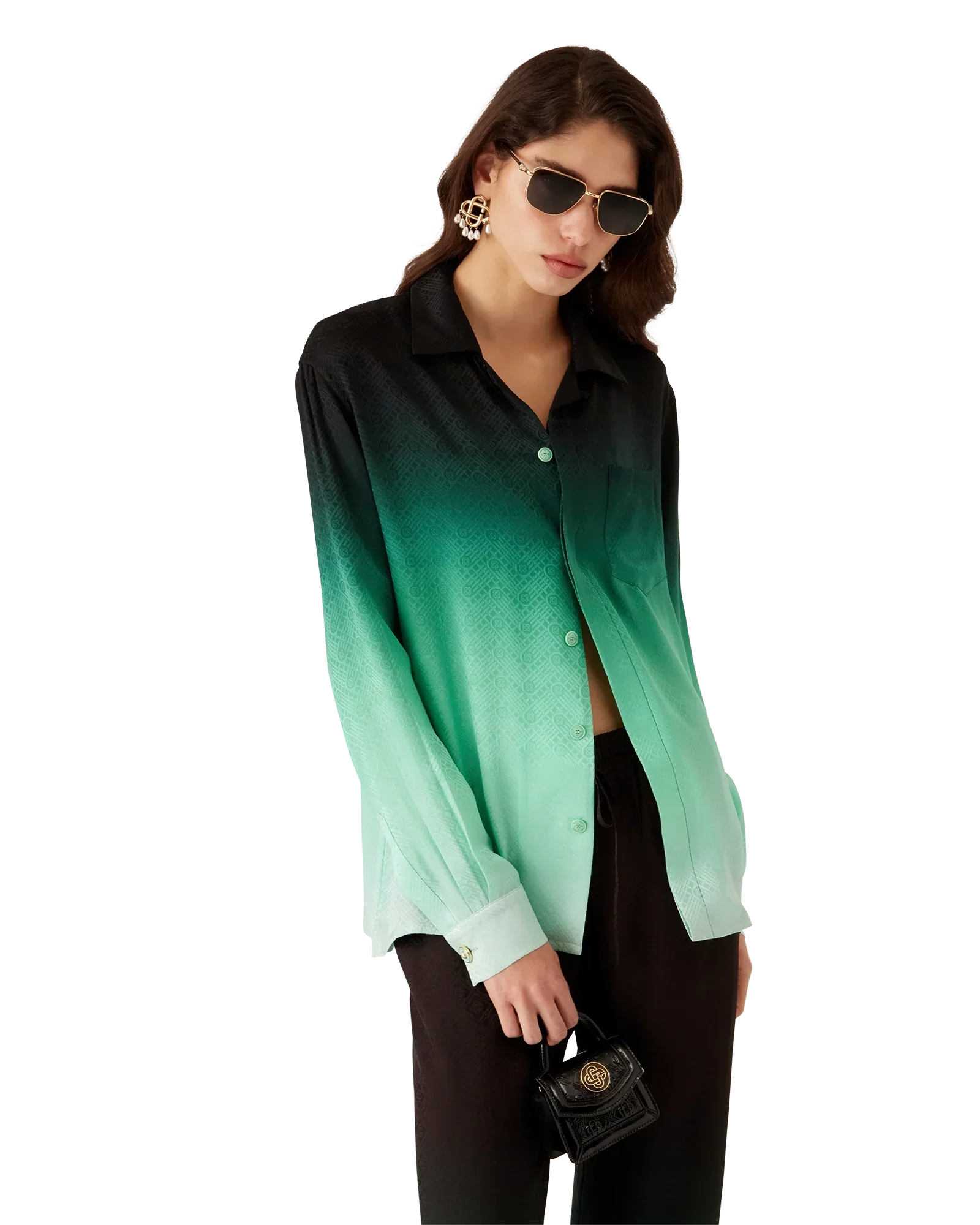 Gradient Ping Pong Jacquard Long Sleeve Silk Shirt | Casablanca Paris | Image 4