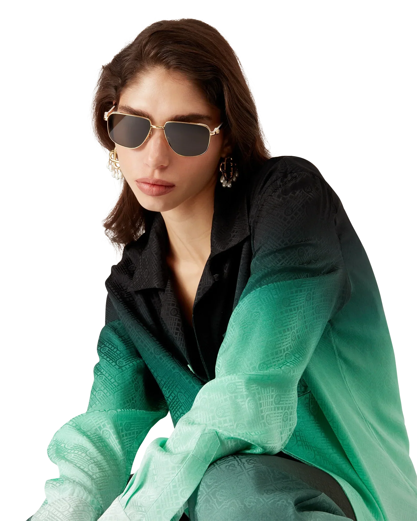 Gradient Ping Pong Jacquard Long Sleeve Silk Shirt | Casablanca Paris | Image 5