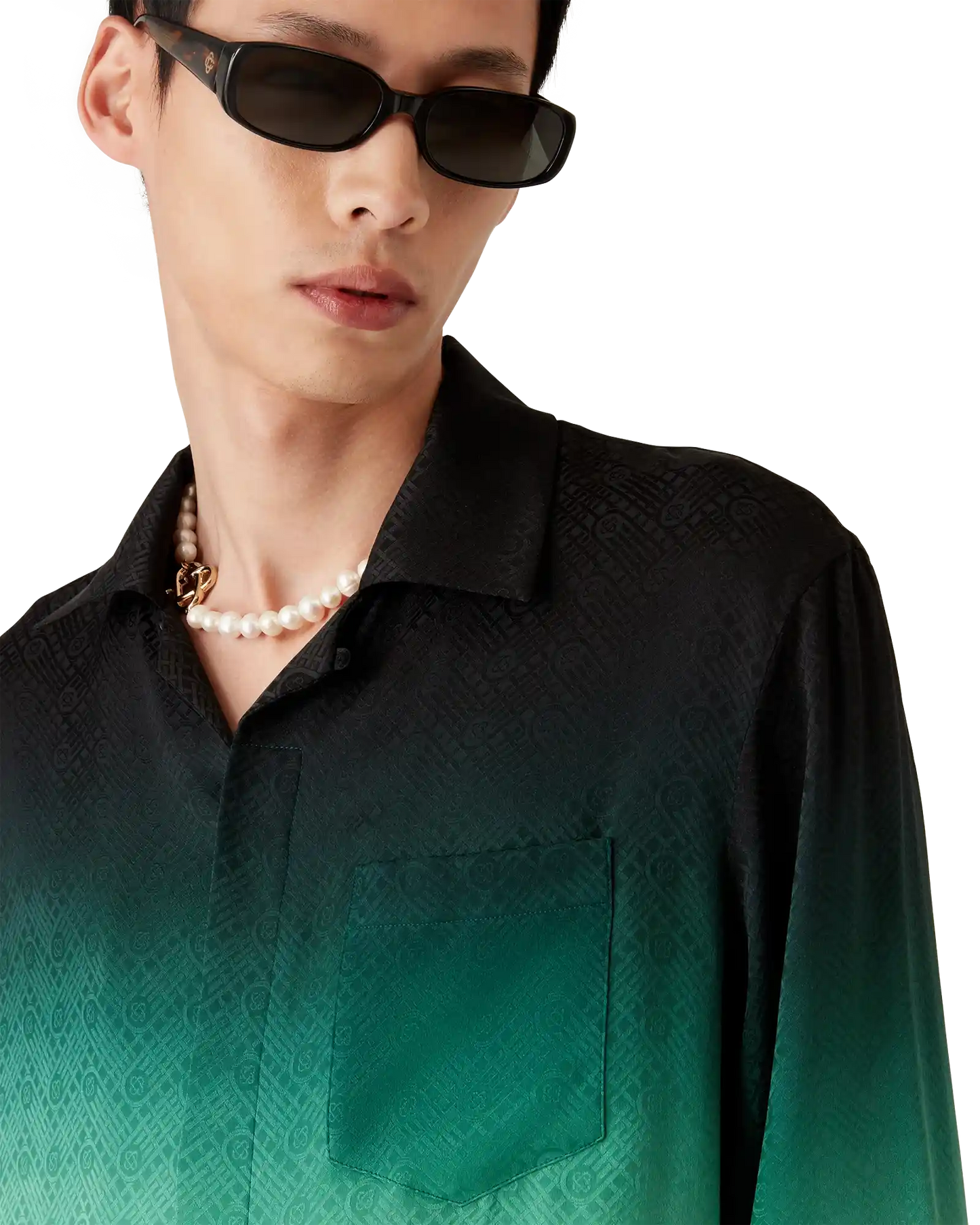 Gradient Ping Pong Jacquard Long Sleeve Silk Shirt | Casablanca Paris | Image 5