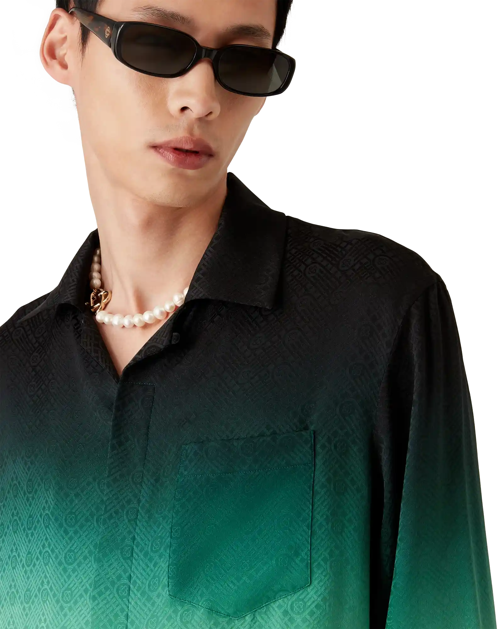 Gradient Ping Pong Jacquard Long Sleeve Silk Shirt | Casablanca Paris | Image 5