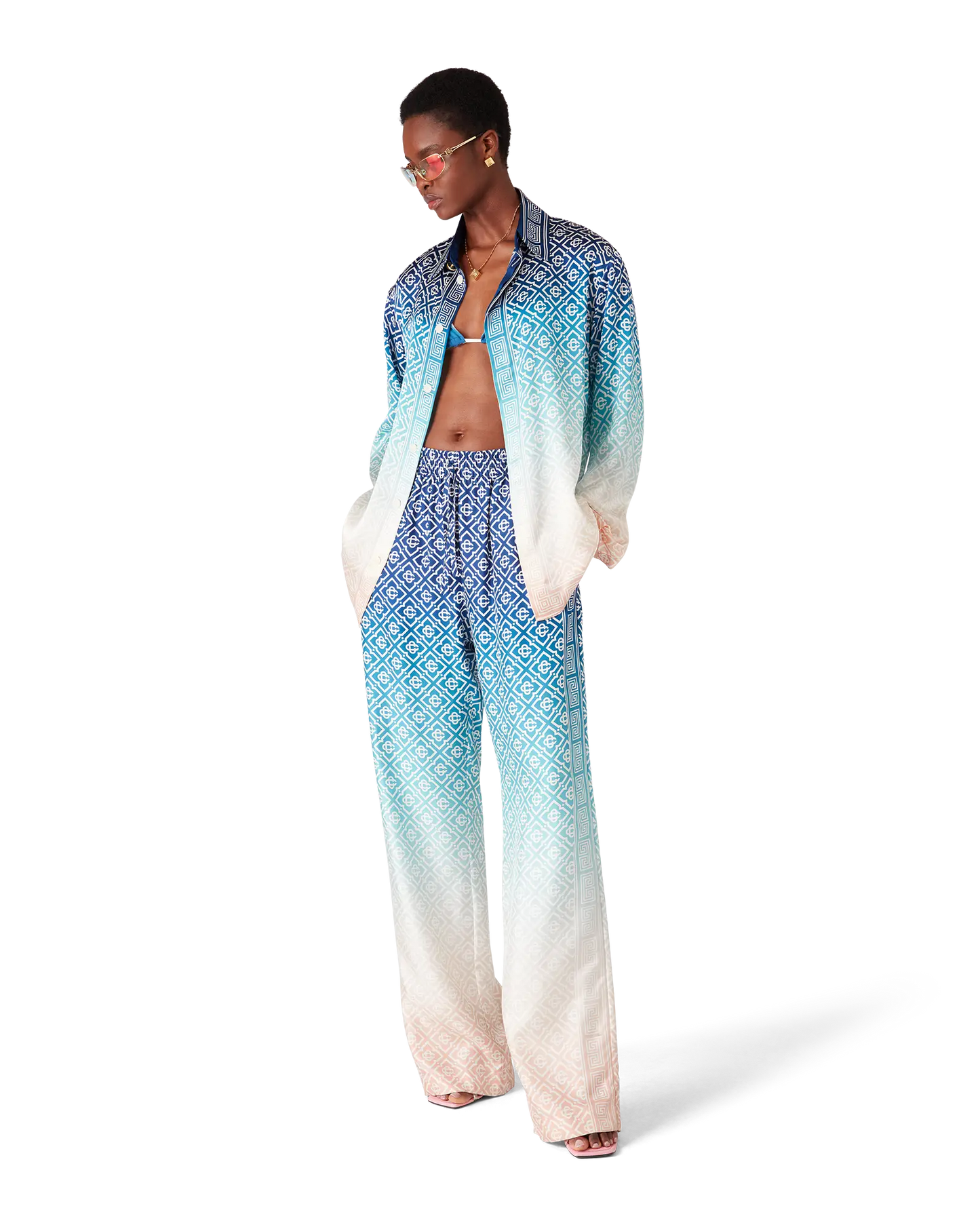 Jacquard Gradient Silk Long Sleeve Shirt | Casablanca Paris | Image 2