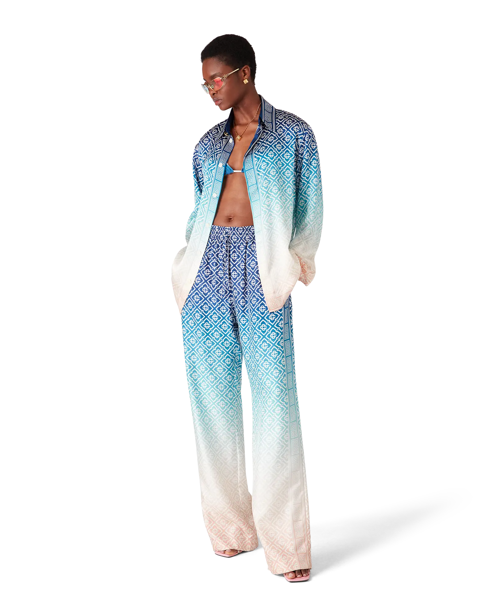 Jacquard Gradient Silk Long Sleeve Shirt | Casablanca Paris | Image 2