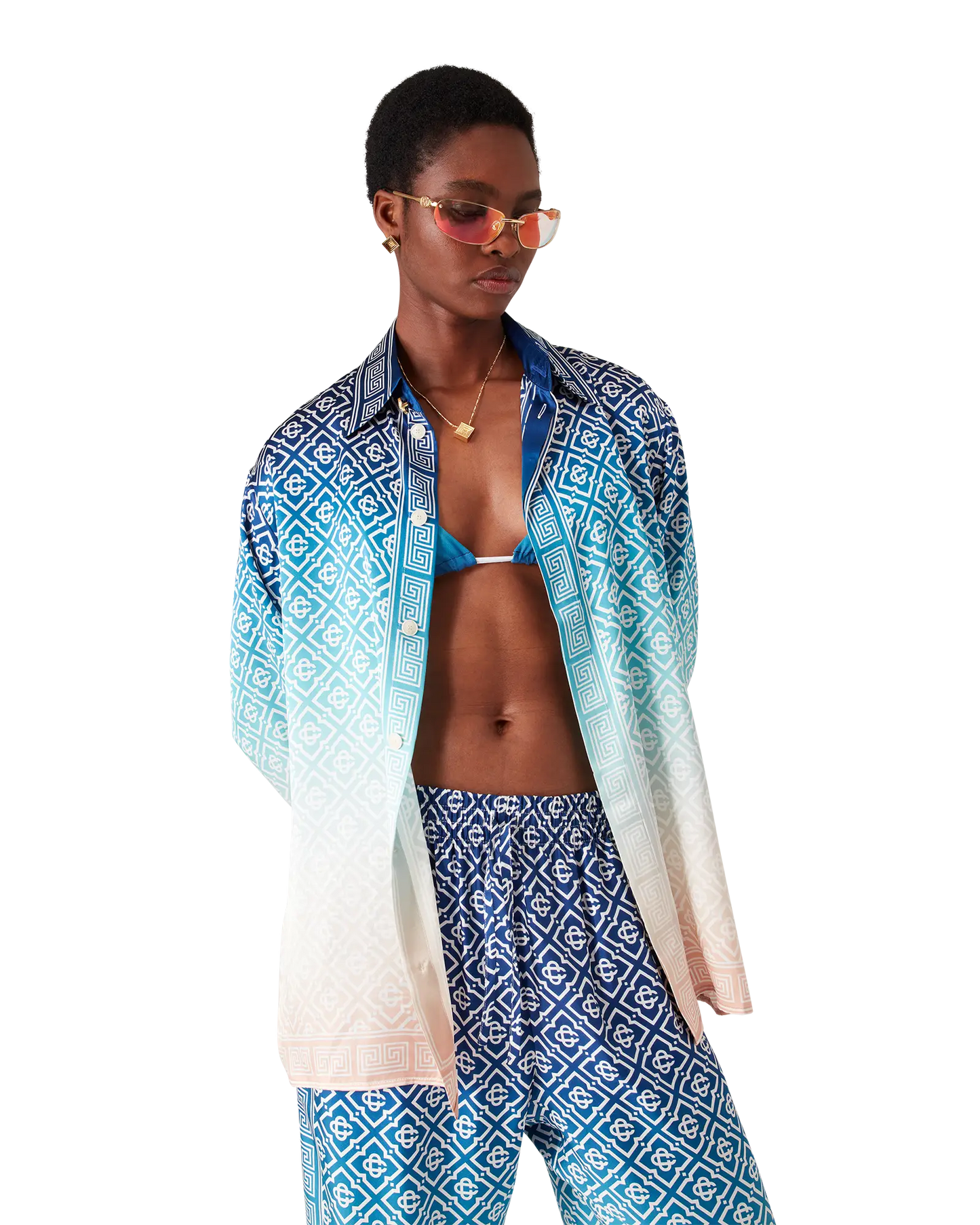 Jacquard Gradient Silk Long Sleeve Shirt | Casablanca Paris | Image 4