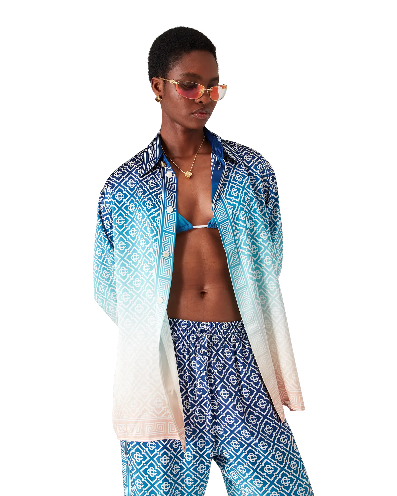 Jacquard Gradient Silk Long Sleeve Shirt | Casablanca Paris | Image 4