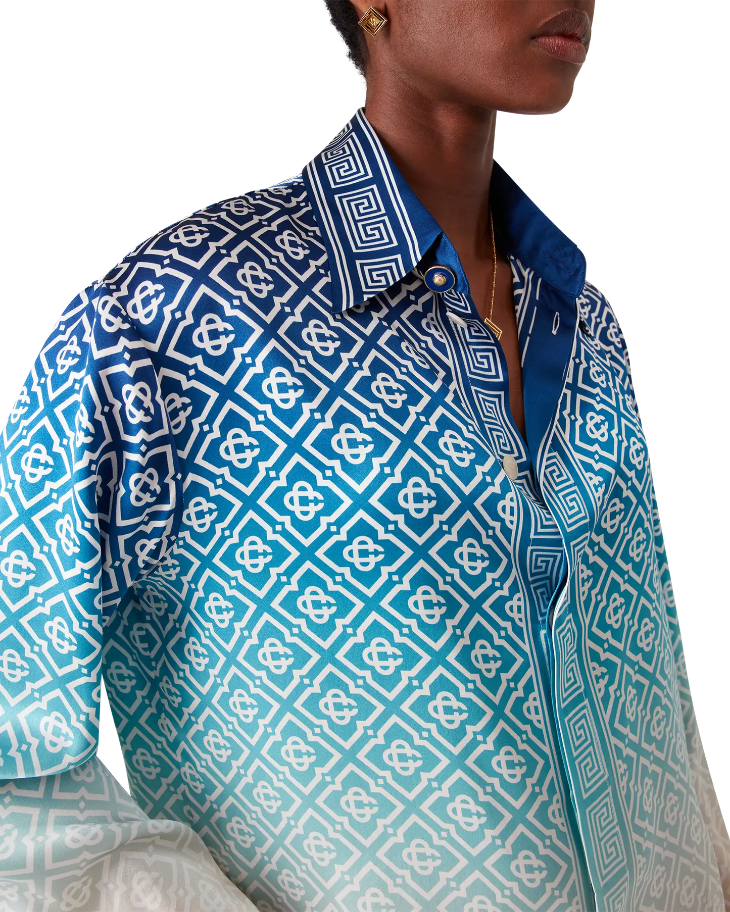 Jacquard Gradient Silk Long Sleeve Shirt | Casablanca Paris | Image 5