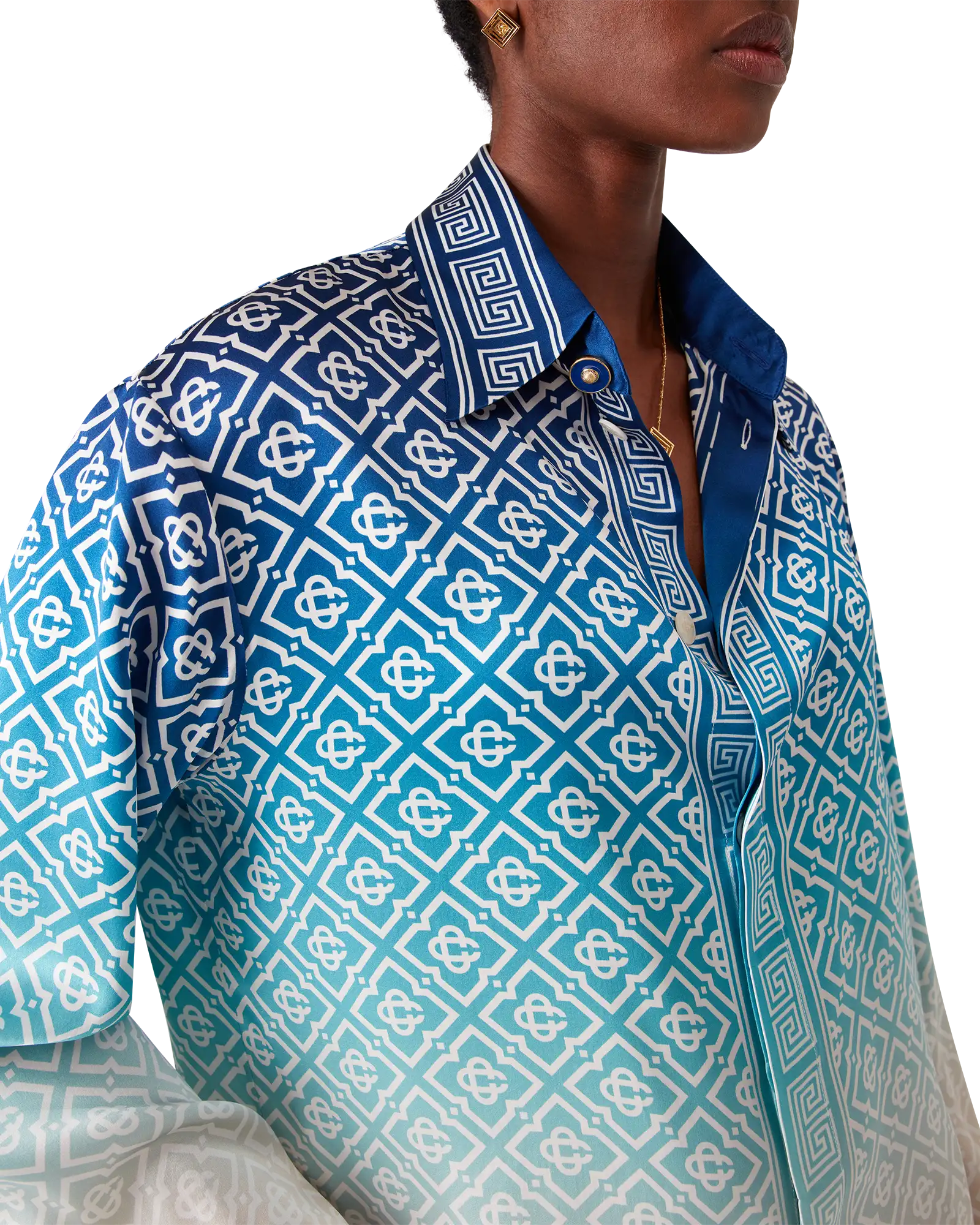 Jacquard Gradient Silk Long Sleeve Shirt | Casablanca Paris | Image 5