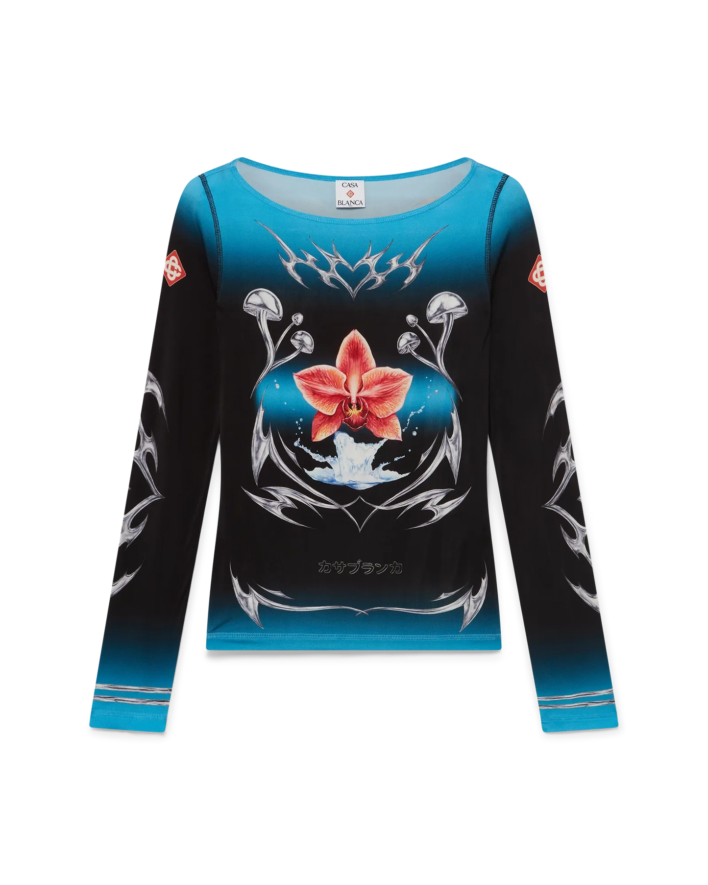 Blades Slinky Jersey Long Sleeve Top | Casablanca Paris | Image 1