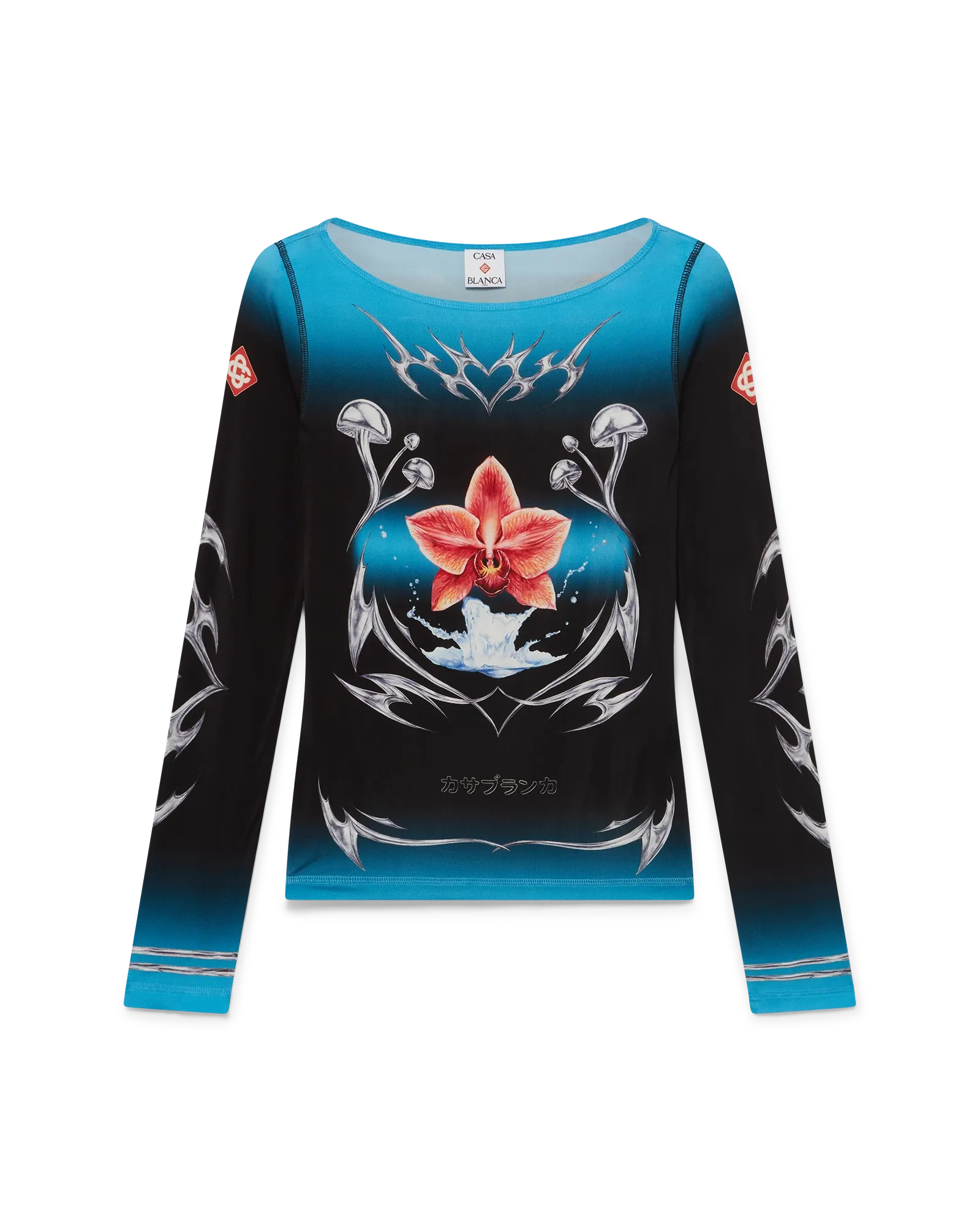 Blades Slinky Jersey Long Sleeve Top | Casablanca Paris | Image 1