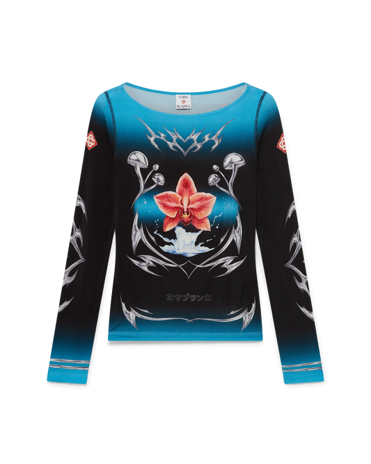 Blades Slinky Jersey Long Sleeve Top | Casablanca Paris | Image 1