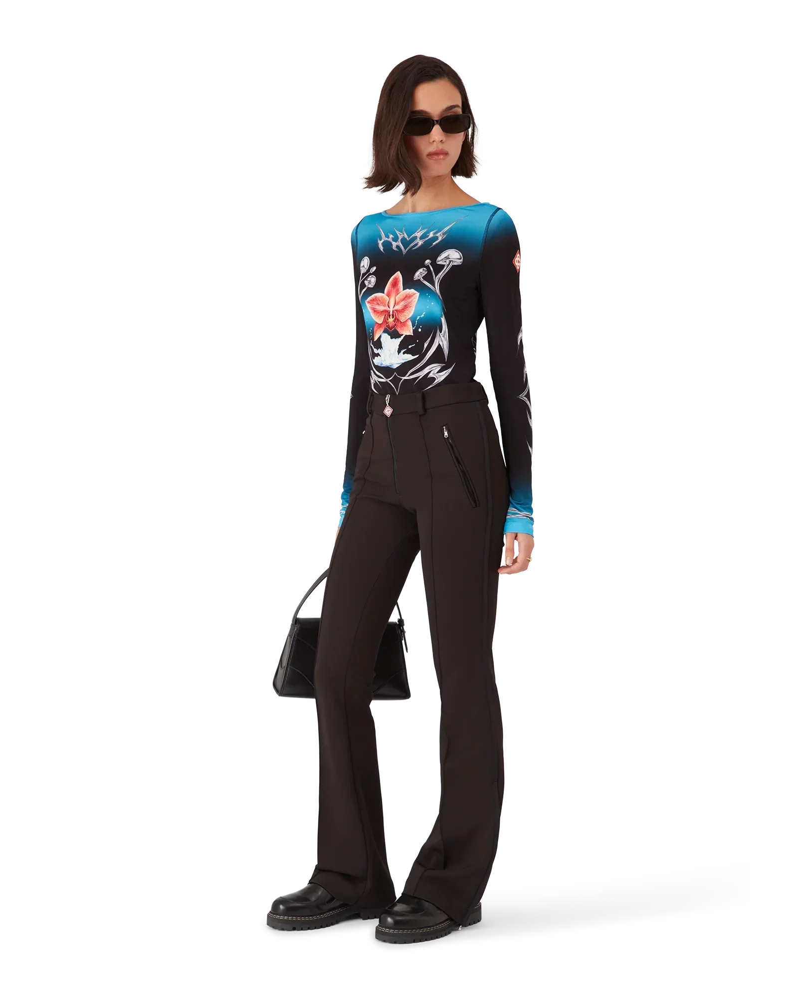 Blades Slinky Jersey Long Sleeve Top | Casablanca Paris | Image 4