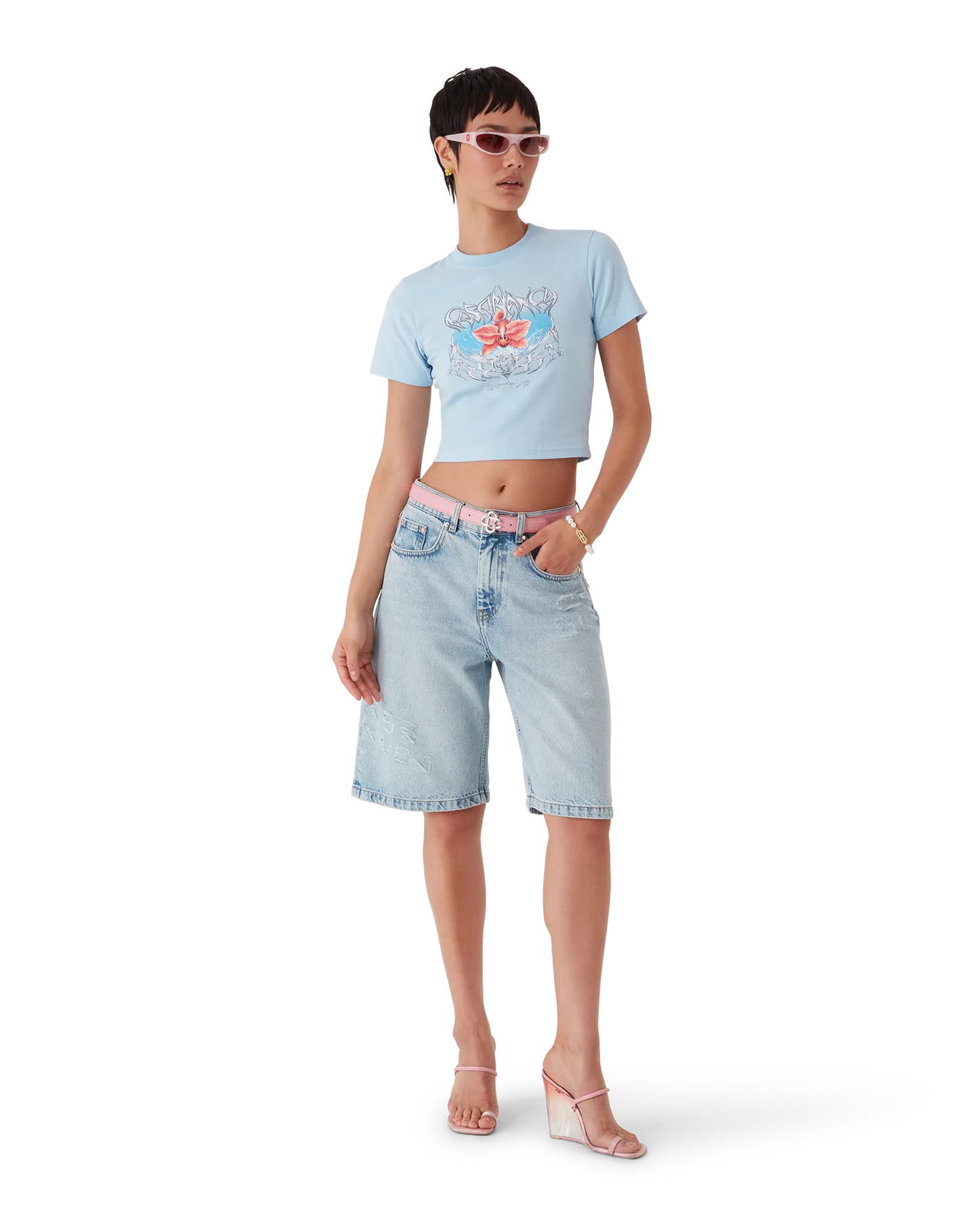 Blades Cropped Short Sleeve T-Shirt | Casablanca Paris | Image 2