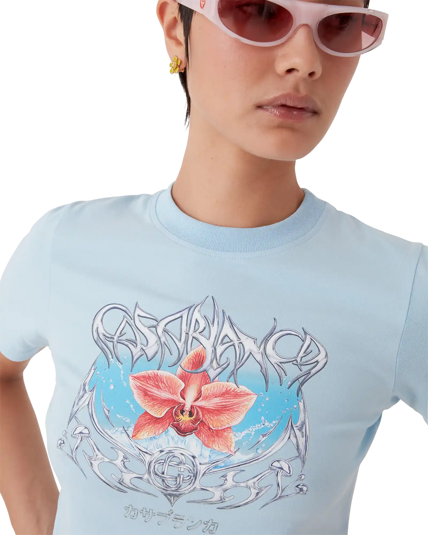 Blades Cropped Short Sleeve T-Shirt | Casablanca Paris | Image 5