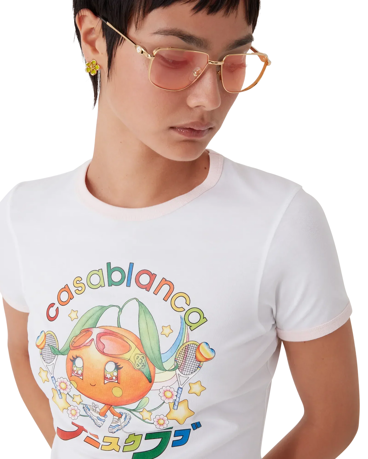 Orange Mascot Ringer Short Sleeve T-Shirt | Casablanca Paris | Image 5