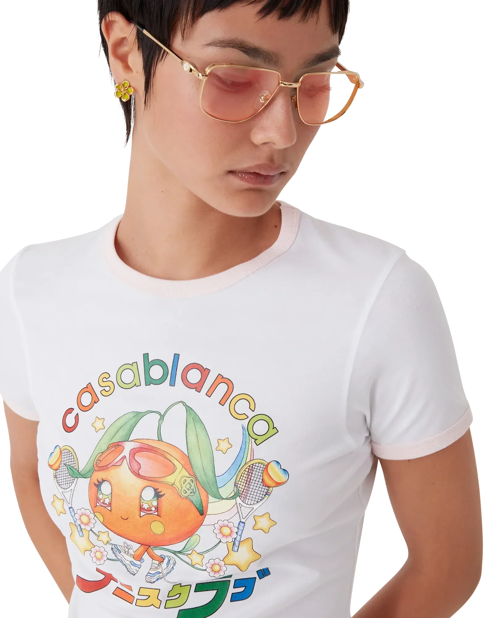 Orange Mascot Ringer Short Sleeve T-Shirt | Casablanca Paris | Image 5