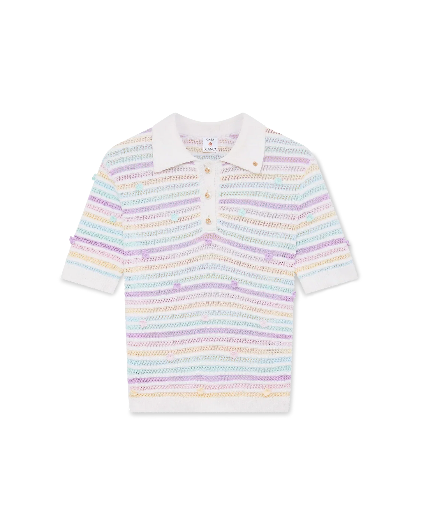 Flower Stripe Cotton Crochet Polo | Casablanca Paris | Image 1