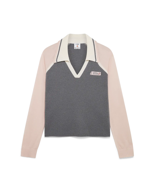 Merino Tennis Long Sleeve Polo | Casablanca Paris | Image 1